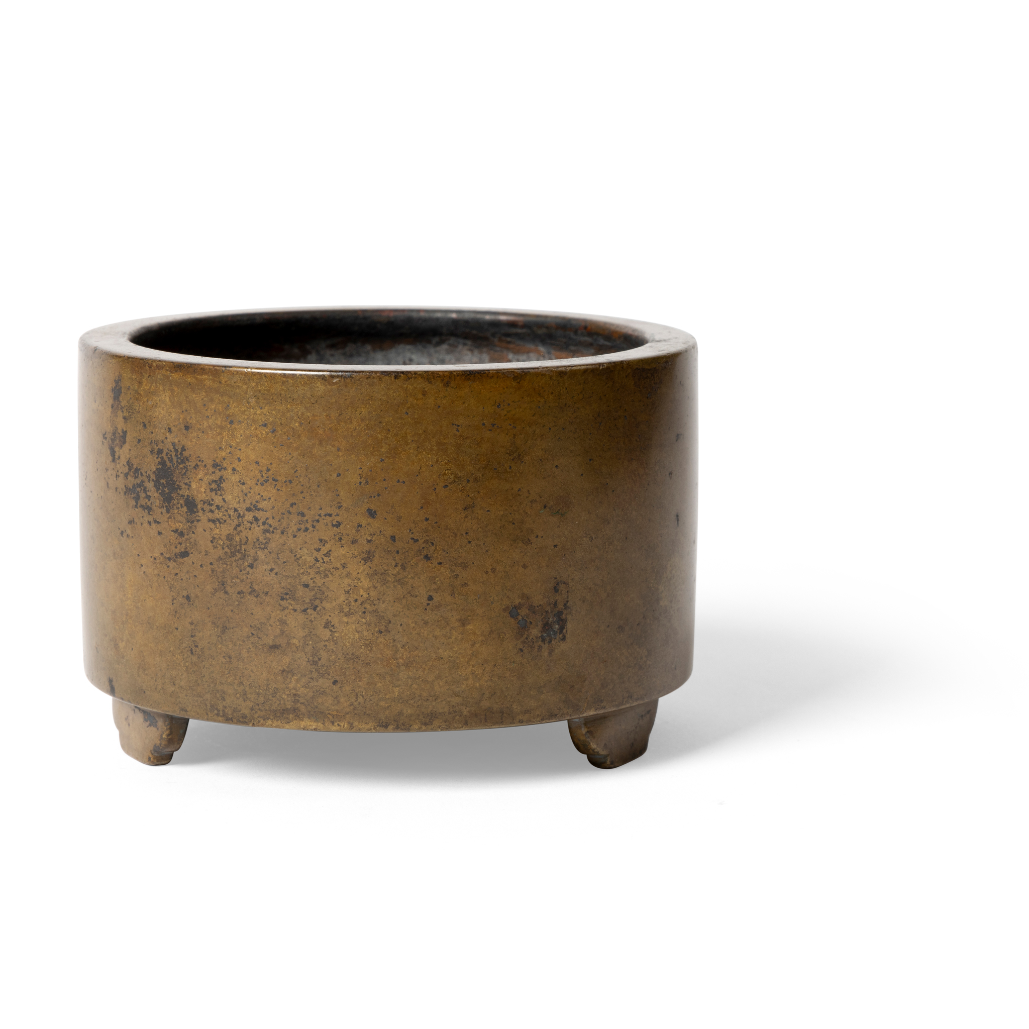 CHINESE BRONZE TRIPOD CYLINDRICAL CENSER
