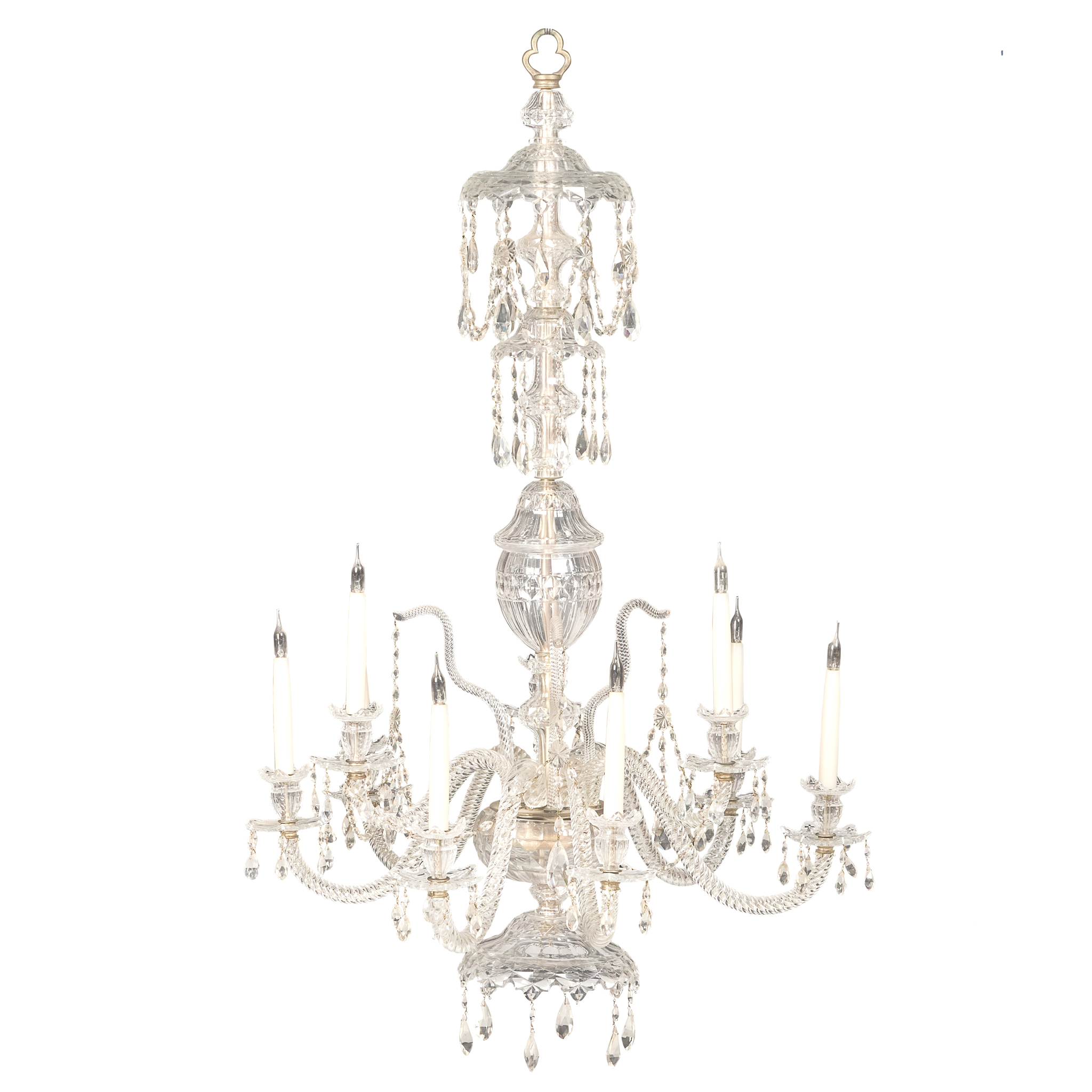 GEORGE III STYLE CUT GLASS NINE LIGHT CHANDELIER