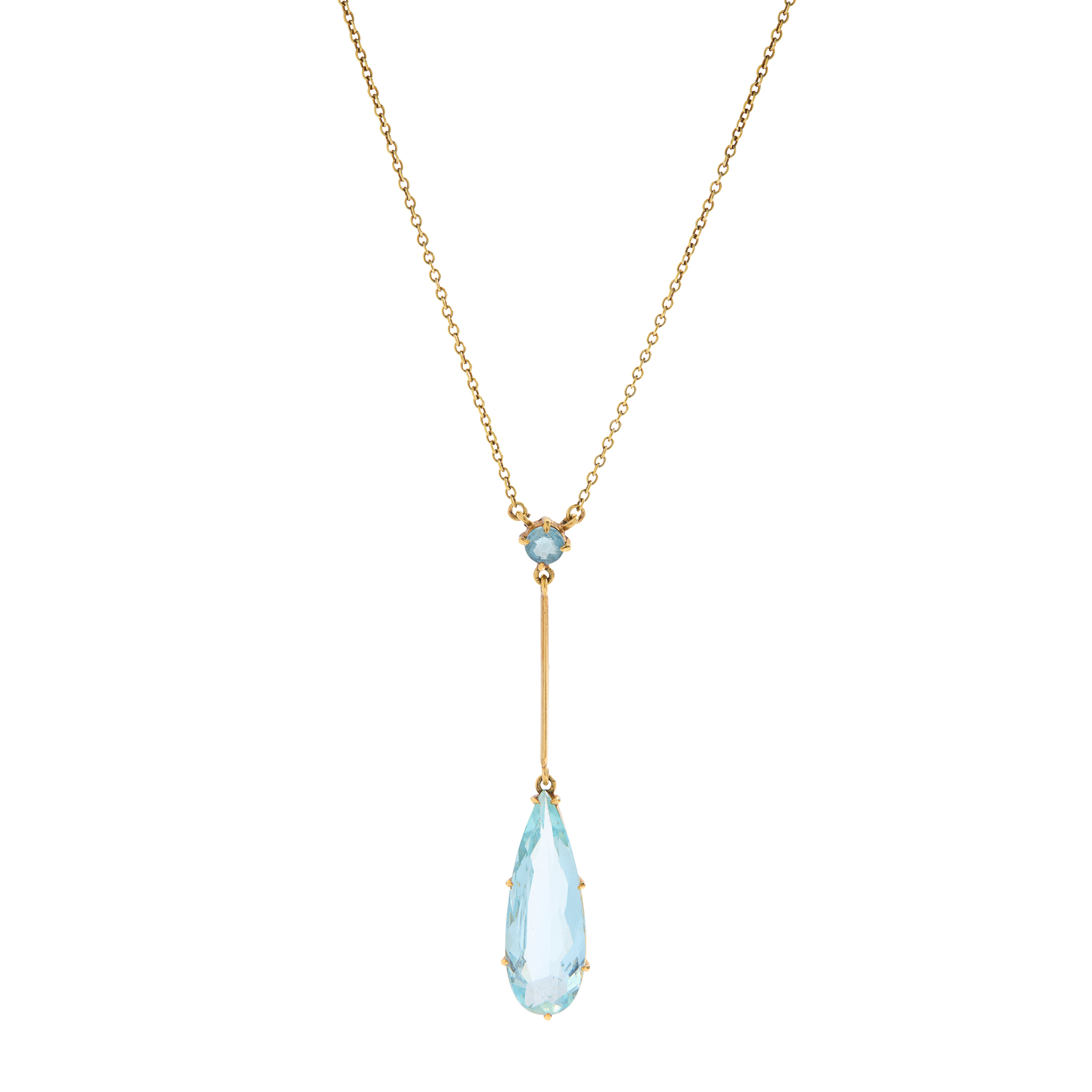An aquamarine drop pendant necklace