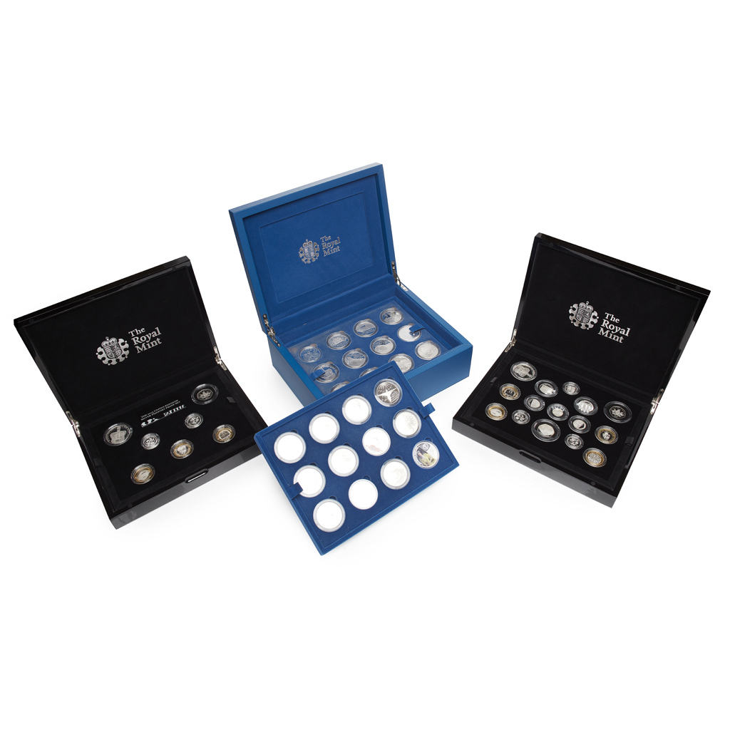 U.K. - Two cased silver Piedfort sets of coins