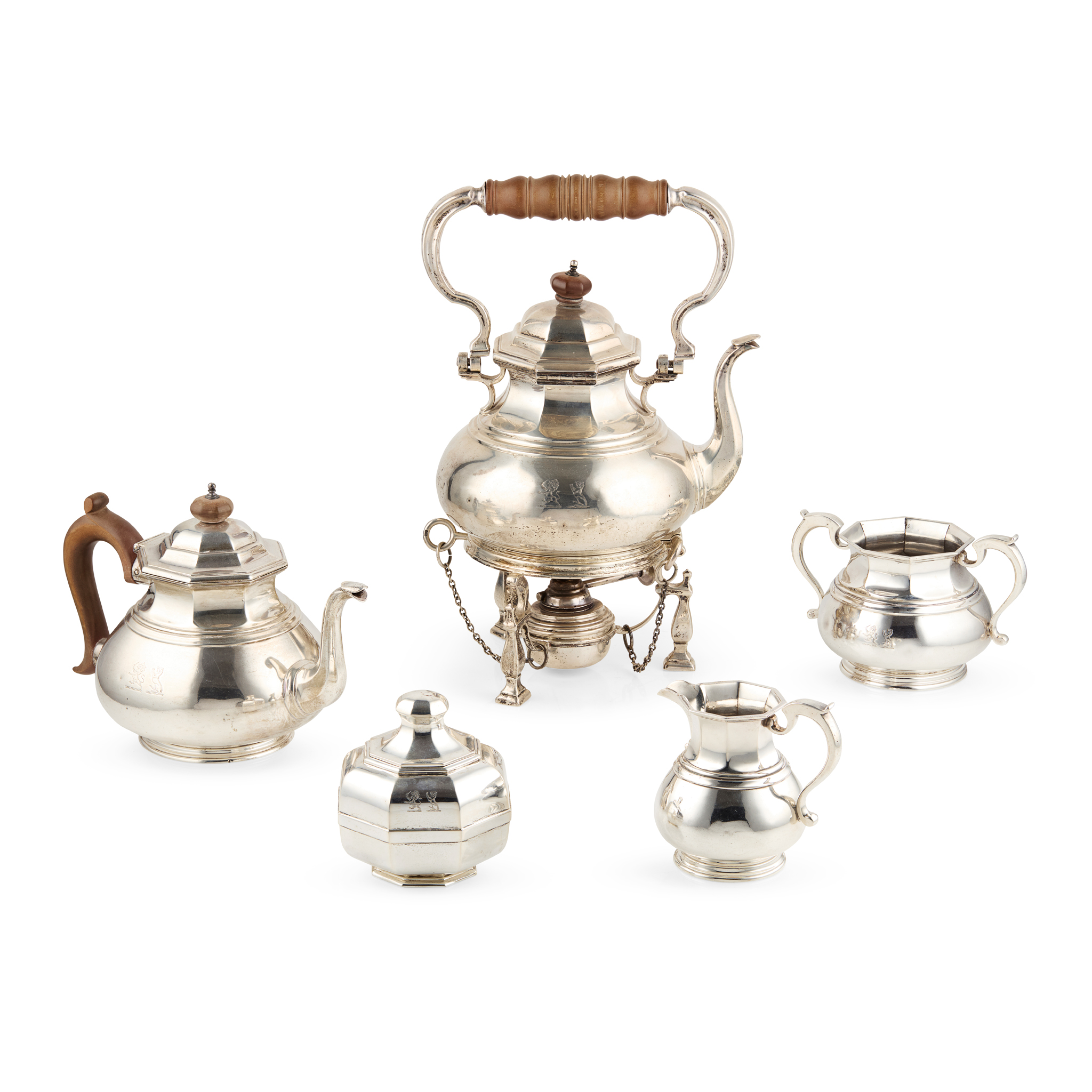 AN EARLY GEORGE V FIVE PIECE TEA SERVICE