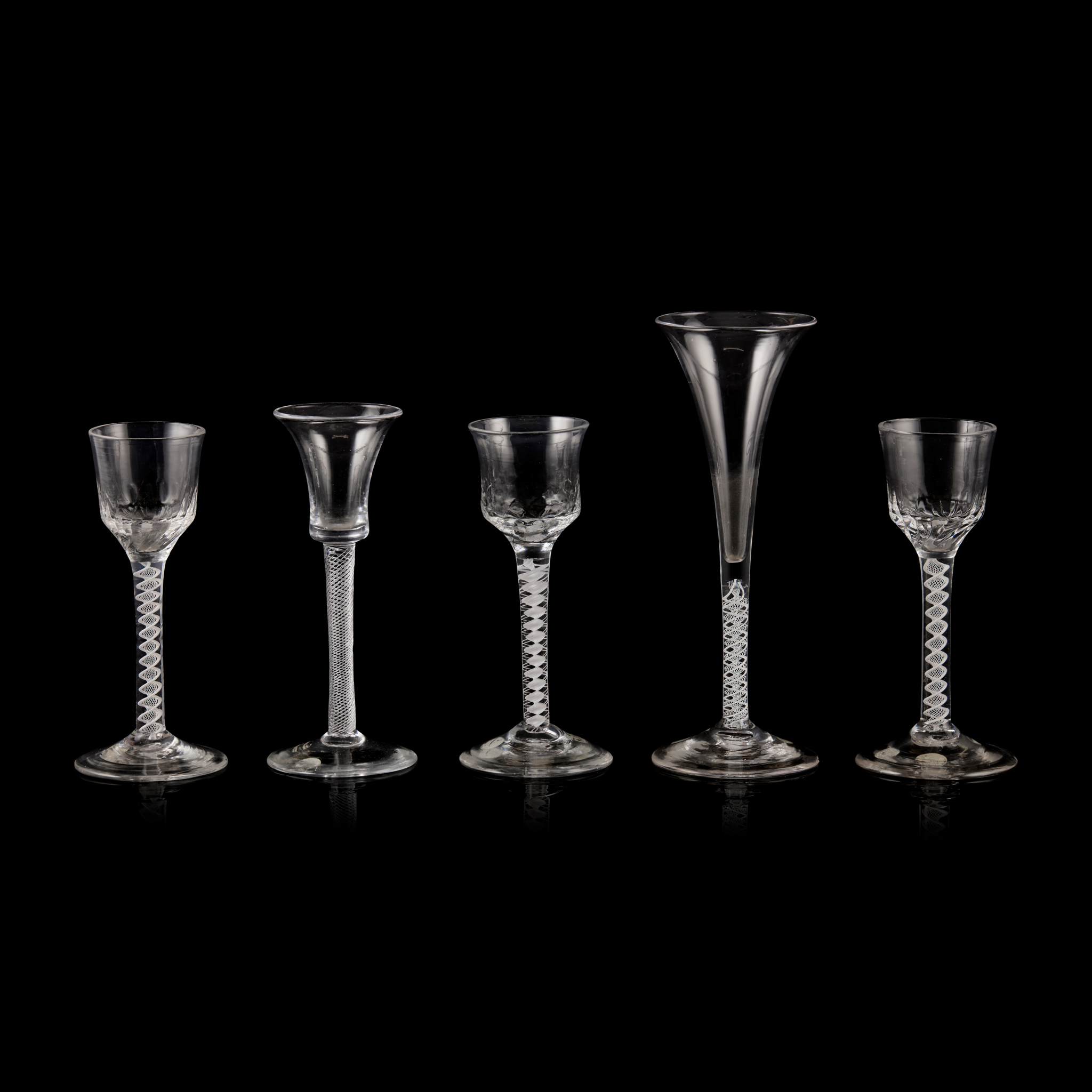 GROUP OF OPAQUE TWIST GLASSES