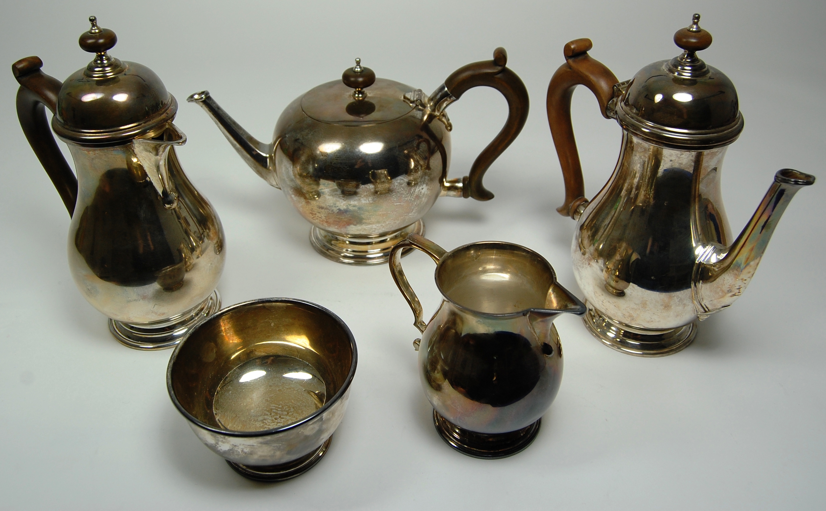 A modern five piece tea and coffee service