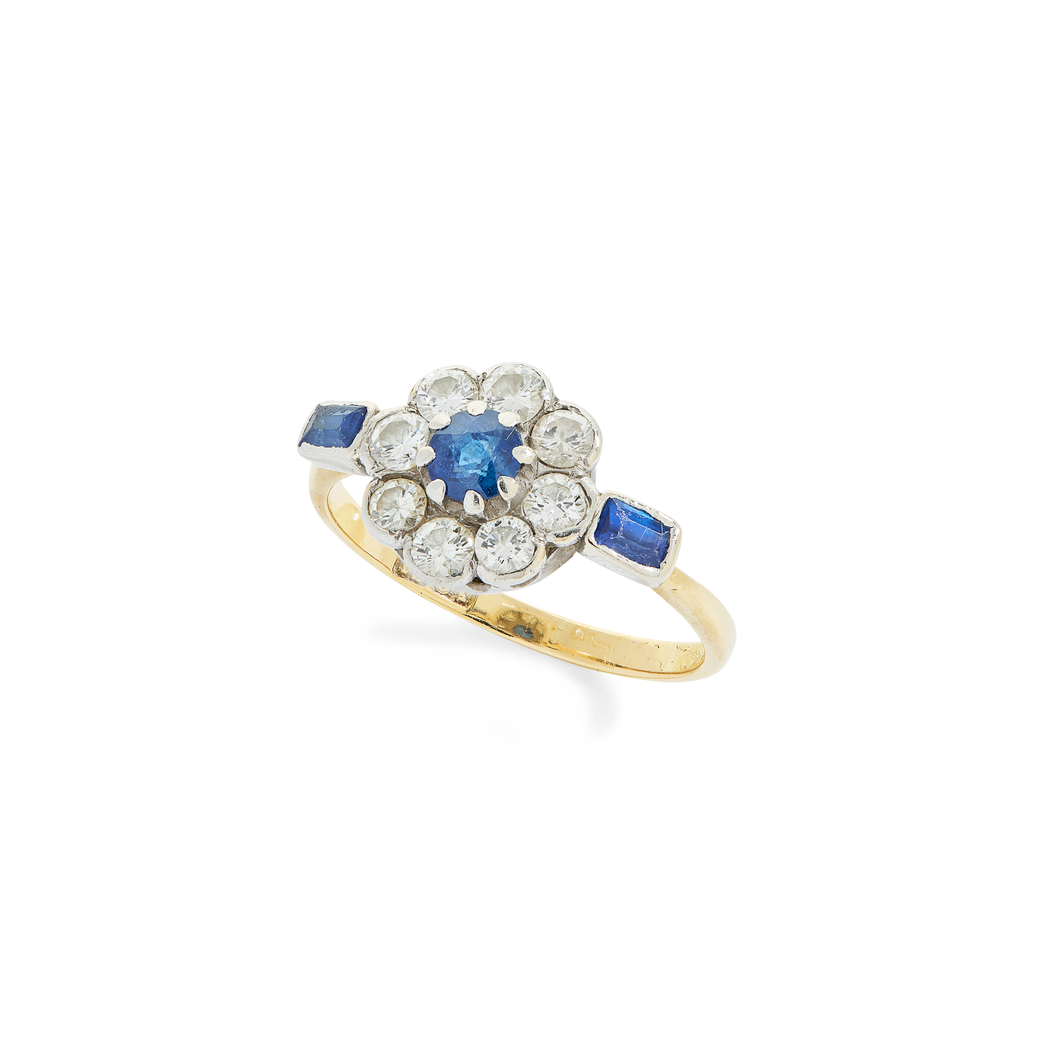 A late 19th century sapphire and diamond cluster ring