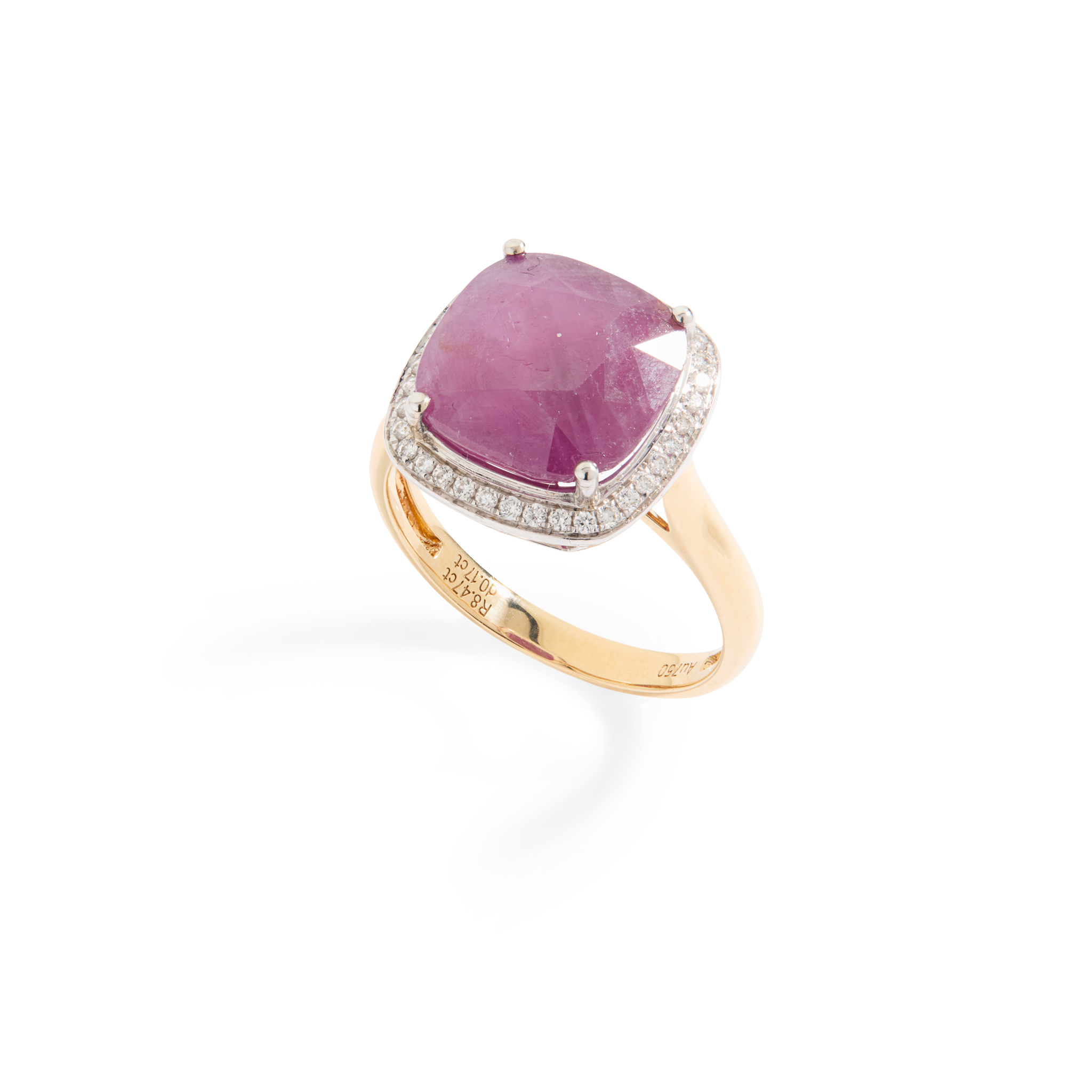 A ruby and diamond cluster ring