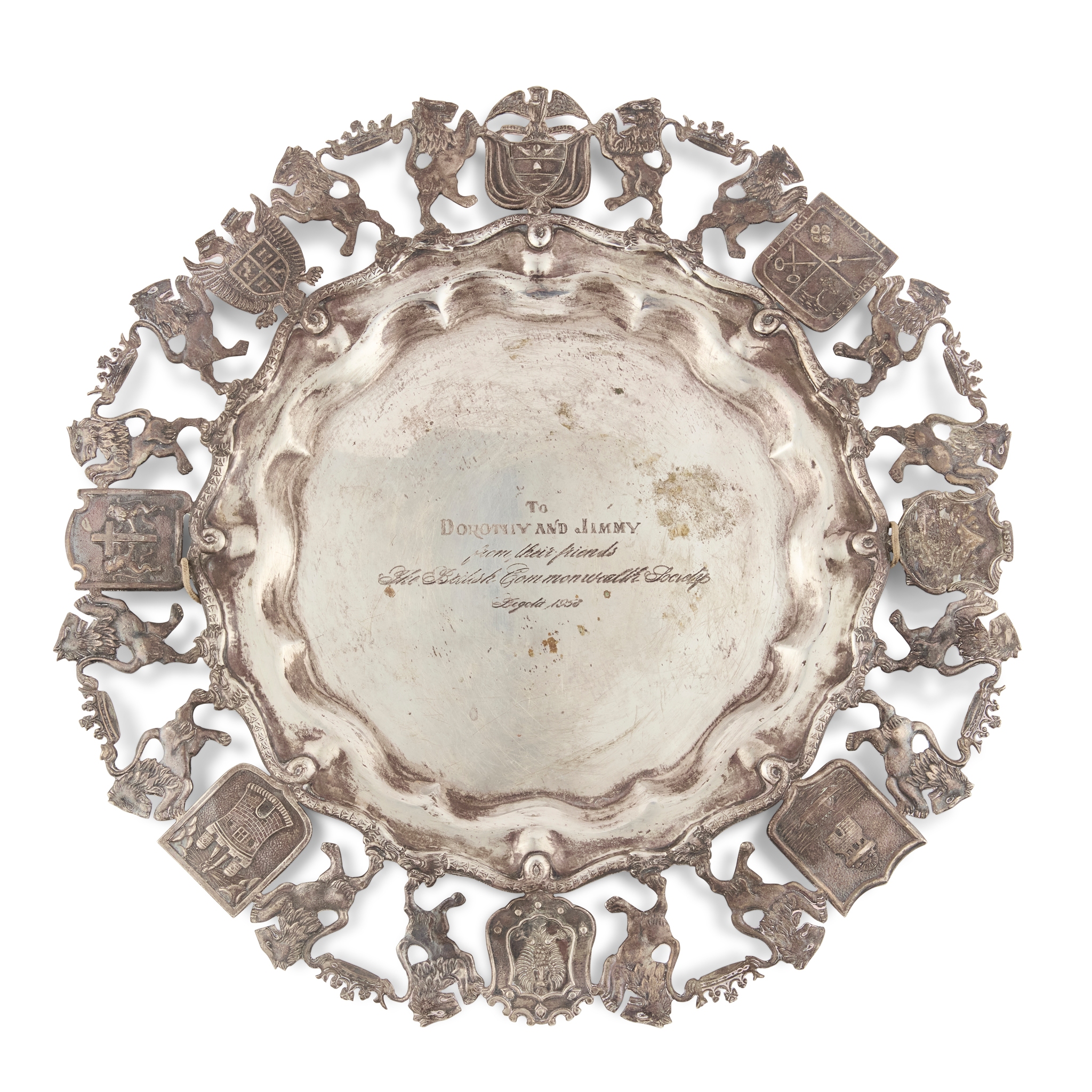 A 20TH CENTURY COLOMBIAN COAT OF ARMS SALVER