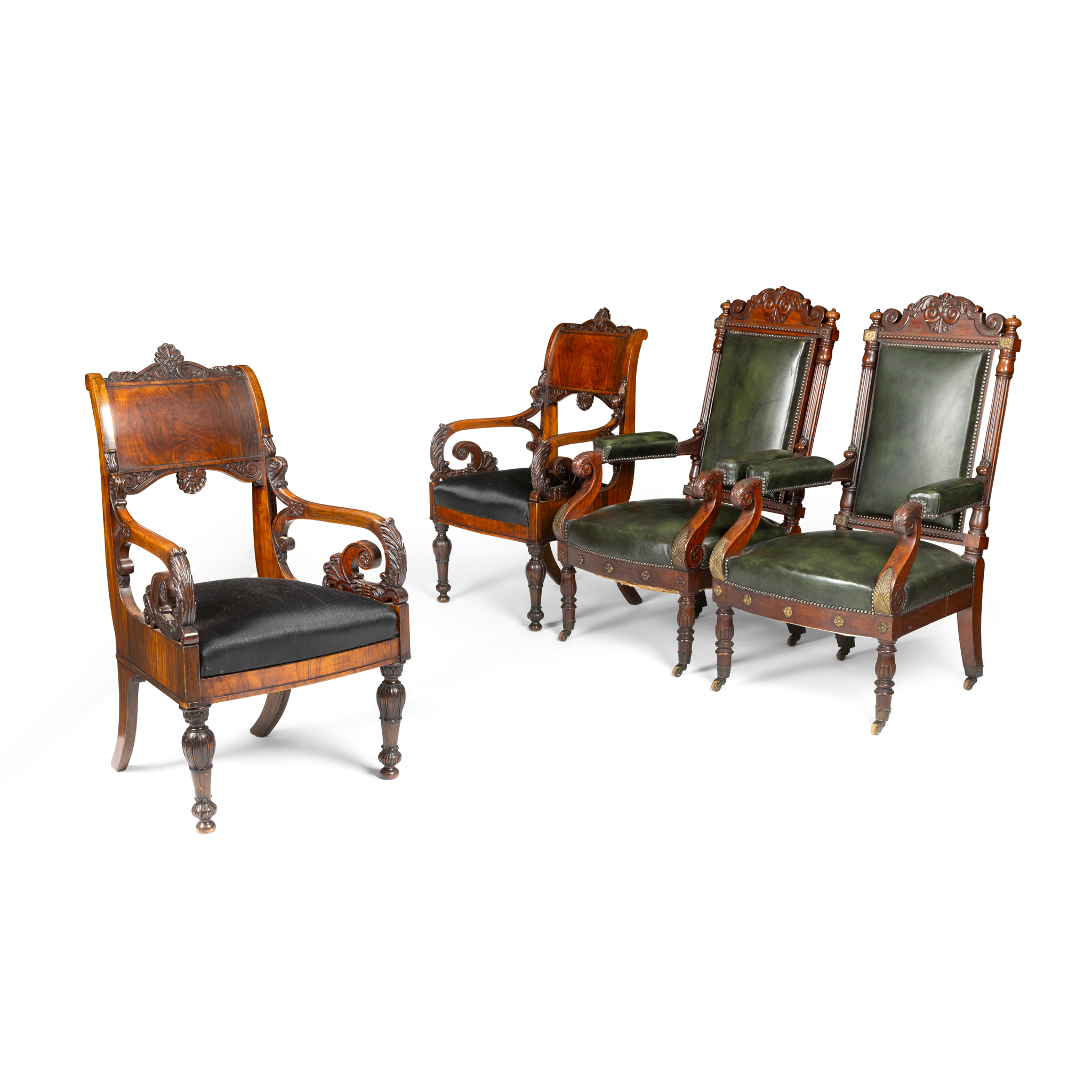 A PAIR OF FRENCH WALNUT FAUTEUIL