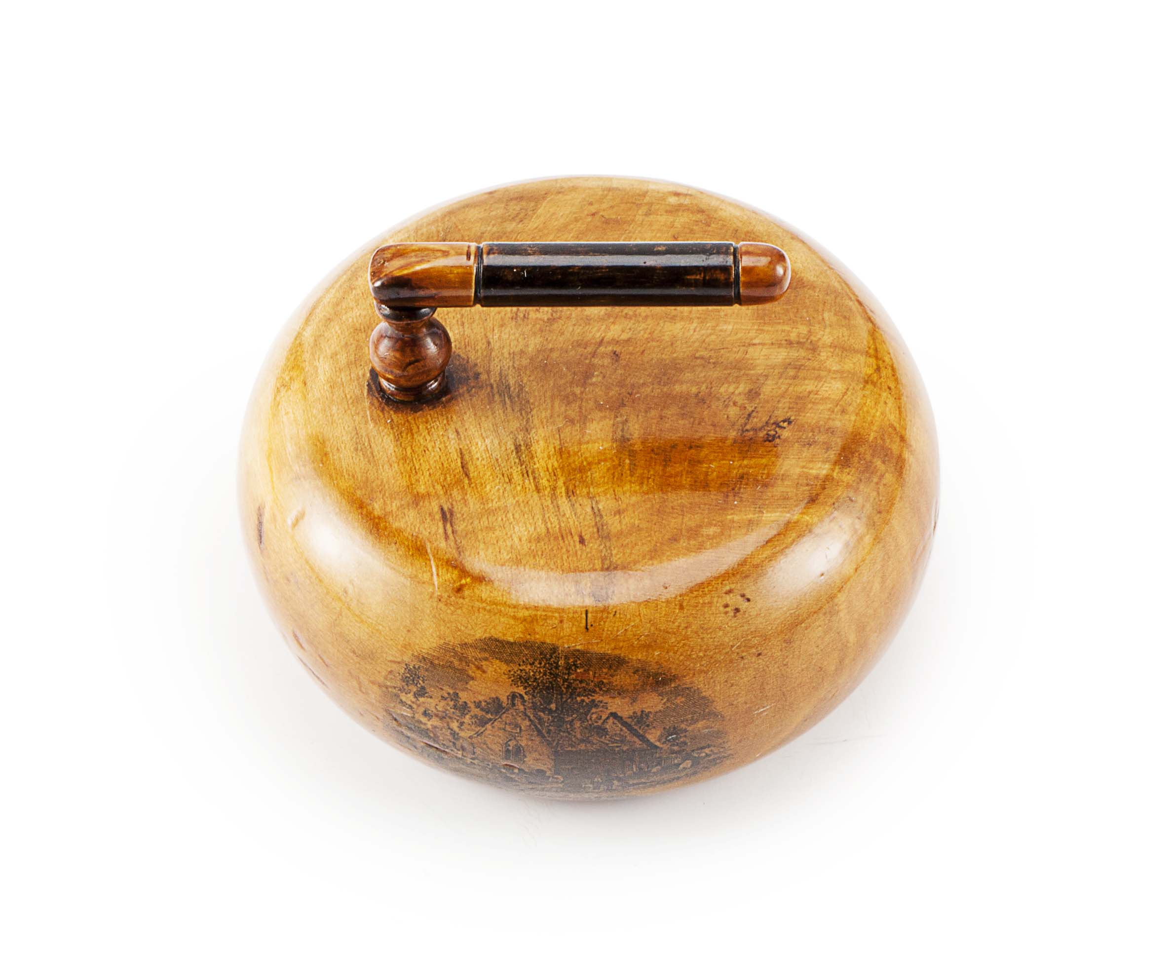 A MAUCHLINE WARE CURLING STONE PAPERWEIGHT