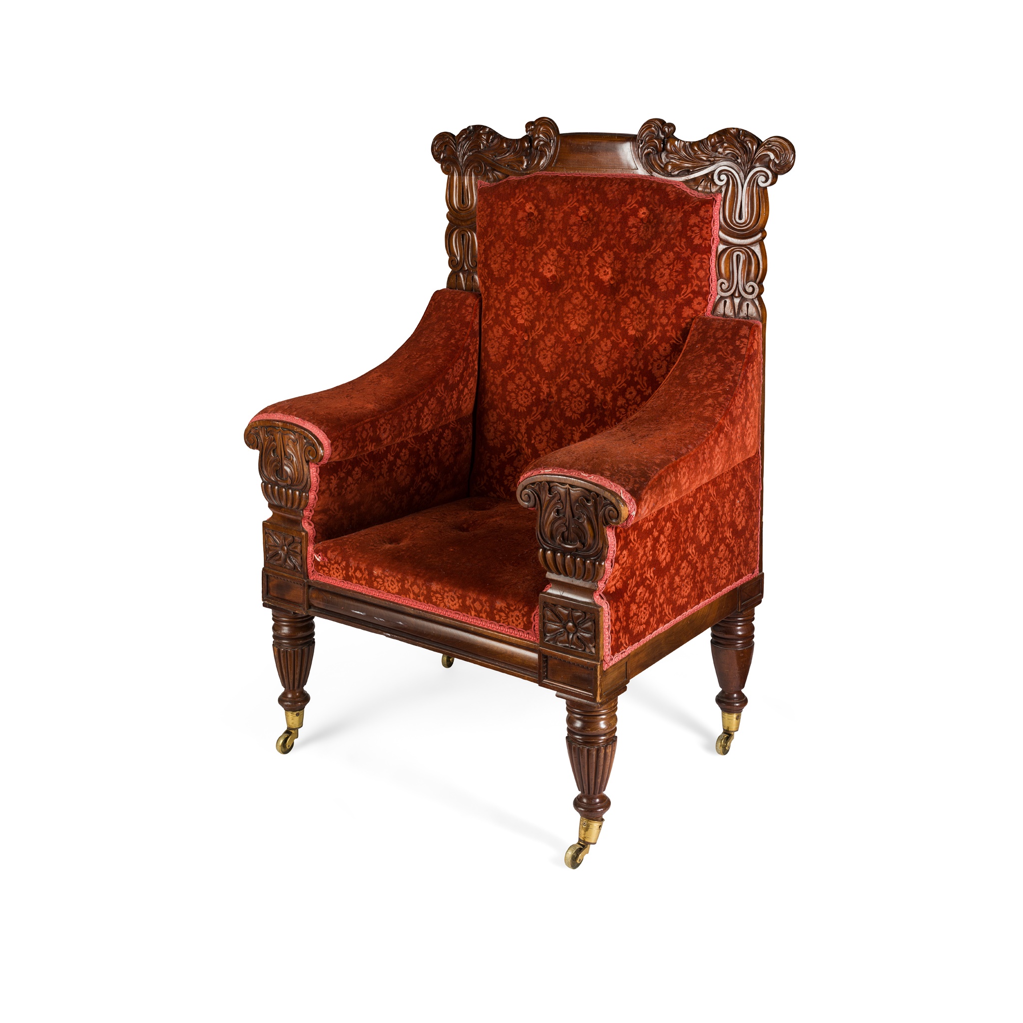 REGENCY GRECIAN REVIVAL MAHOGANY LARGE ARMCHAIR, IN THE MANNER OF GEORGE SMITH