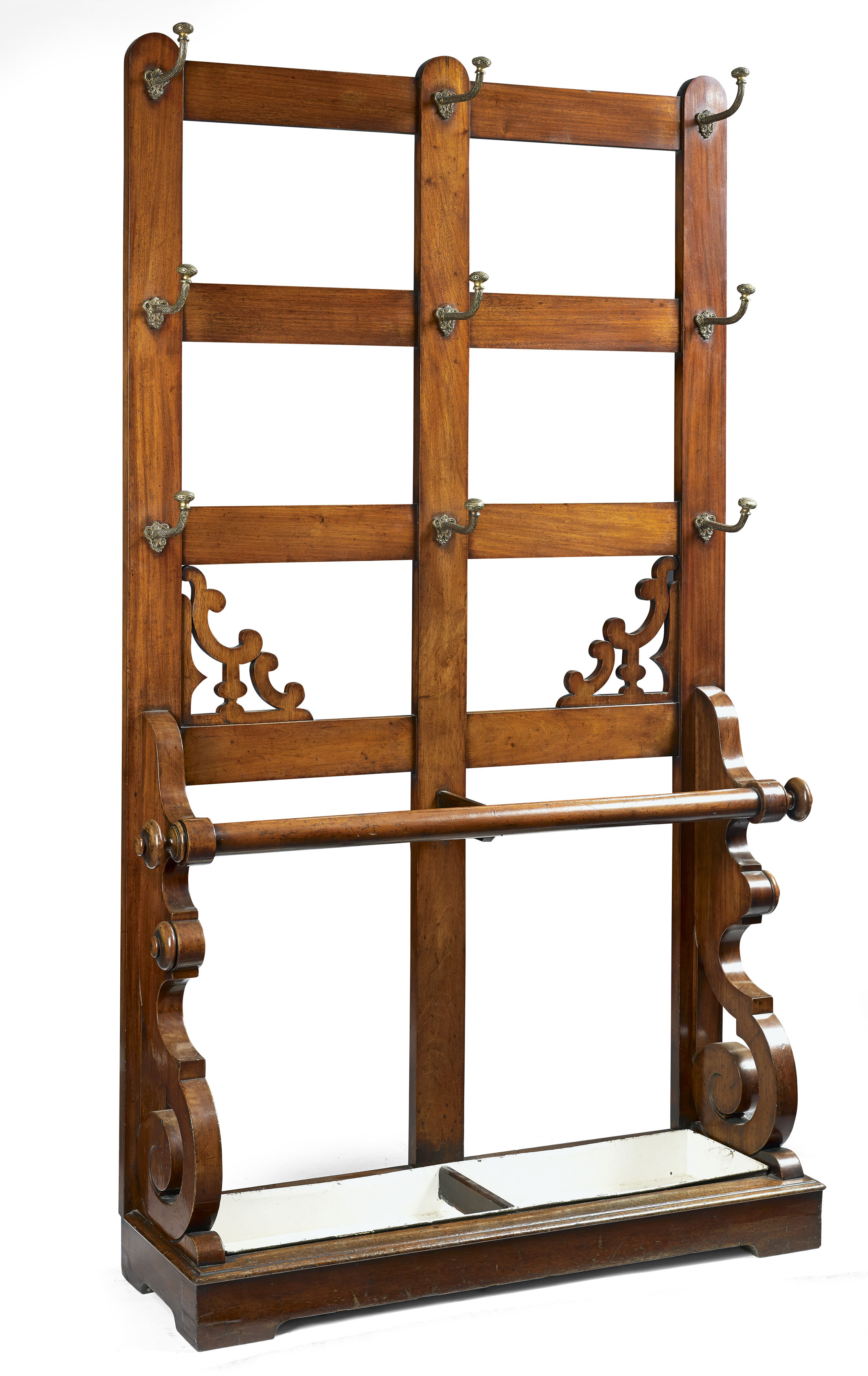 VICTORIAN MAHOGANY AND BRASS HALL STAND