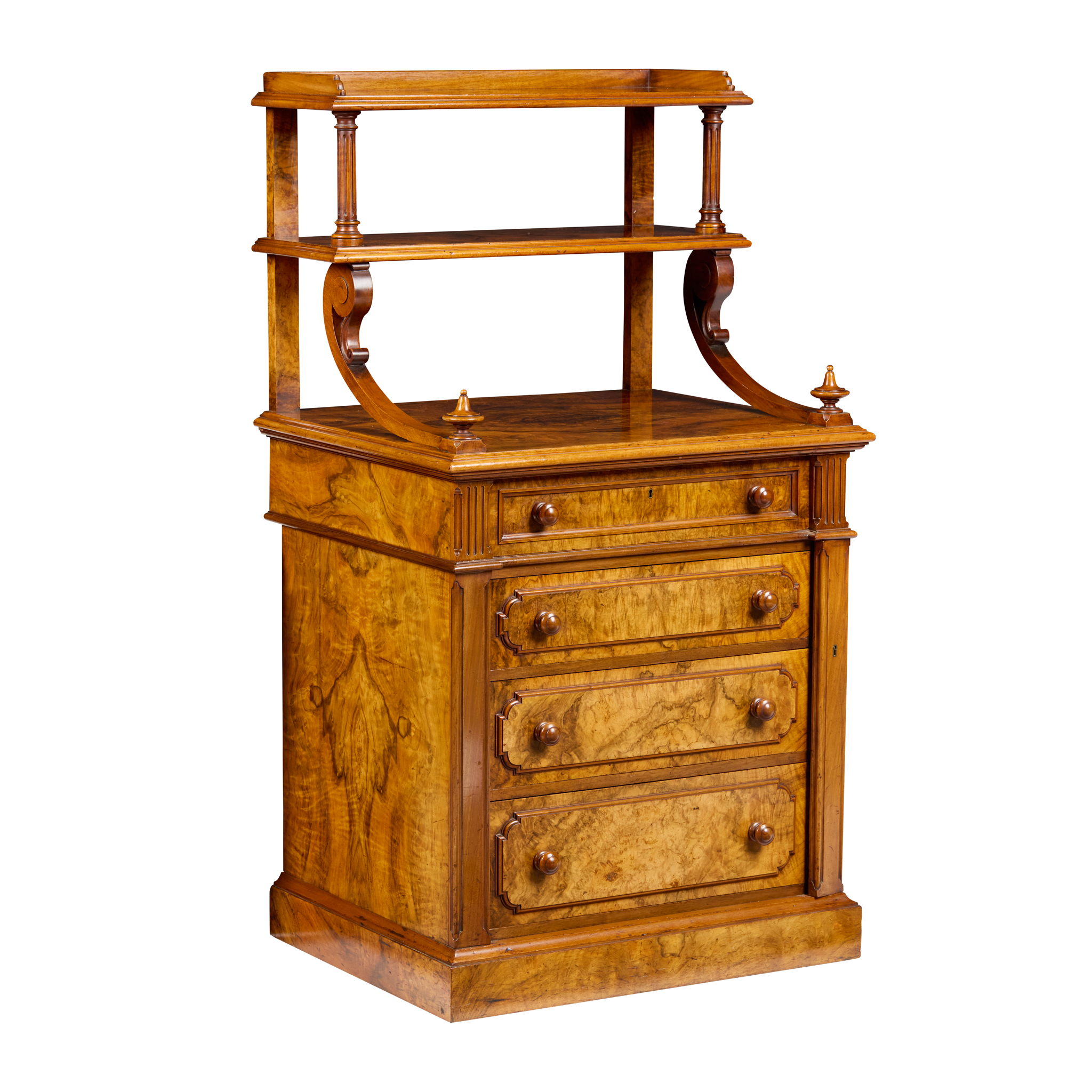 EARLY VICTORIAN WALNUT AND BURR WALNUT WELLINGTON DESK