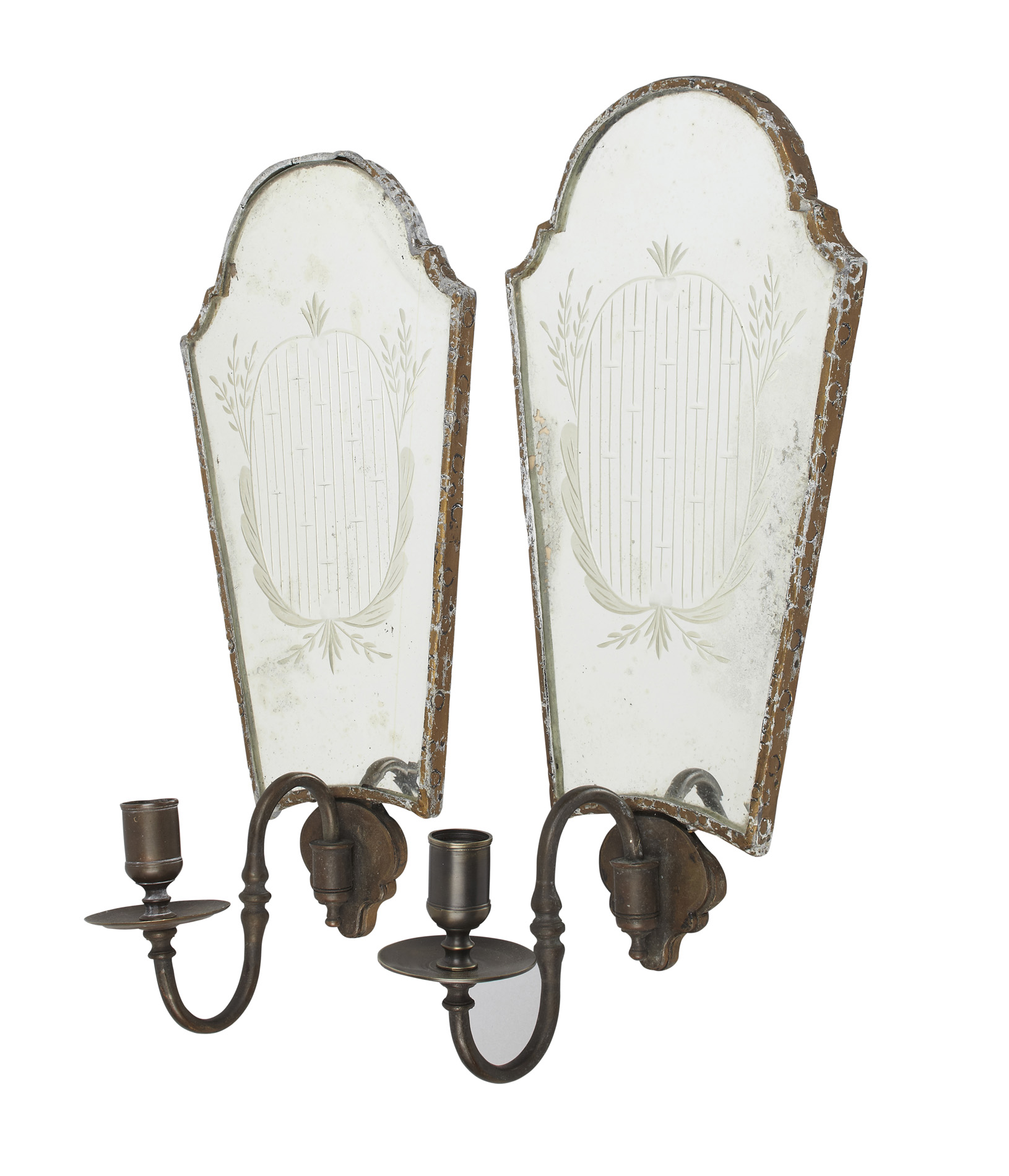 PAIR OF MIRROR BACK WALL GIRANDOLES