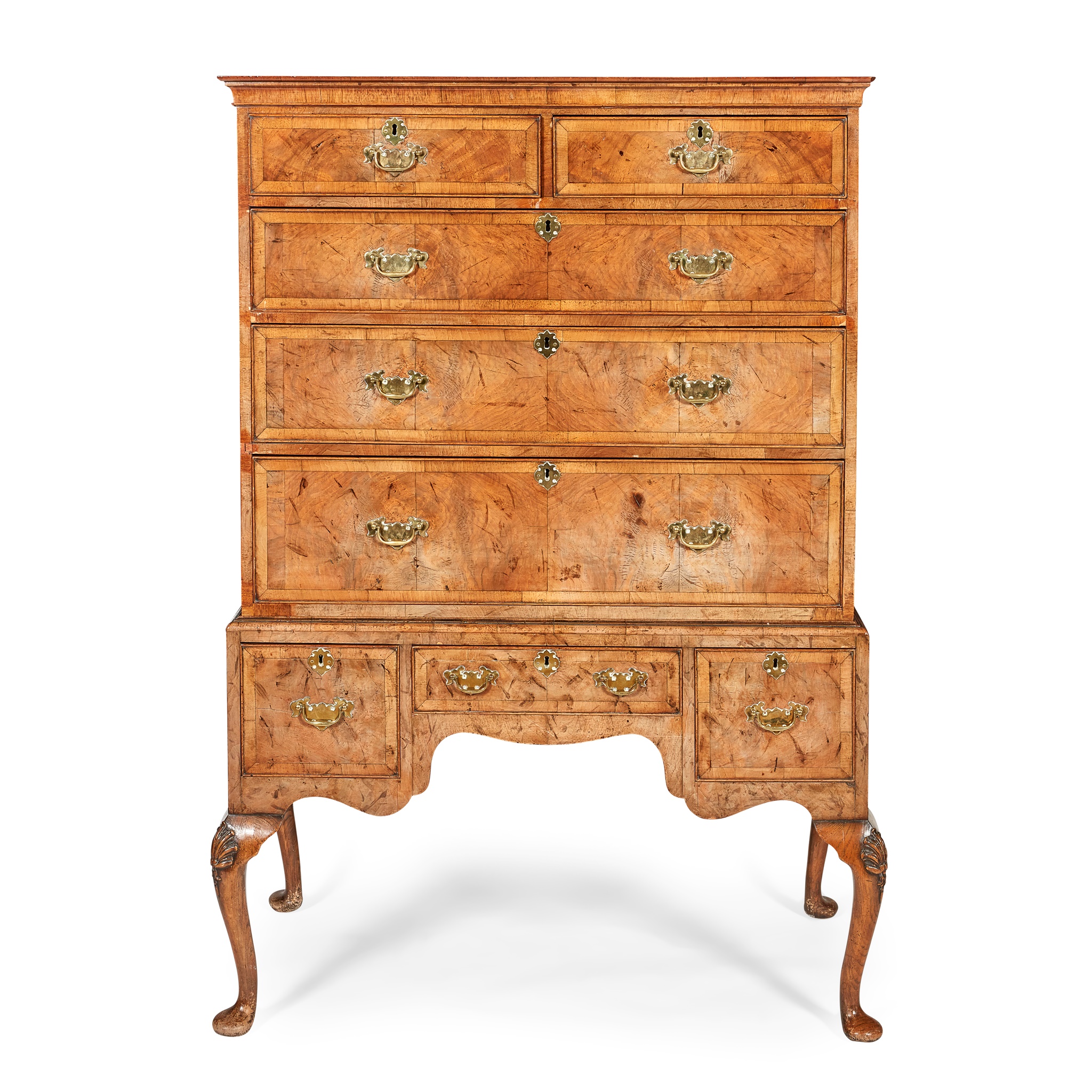 GEORGE II WALNUT CHEST-ON-STAND