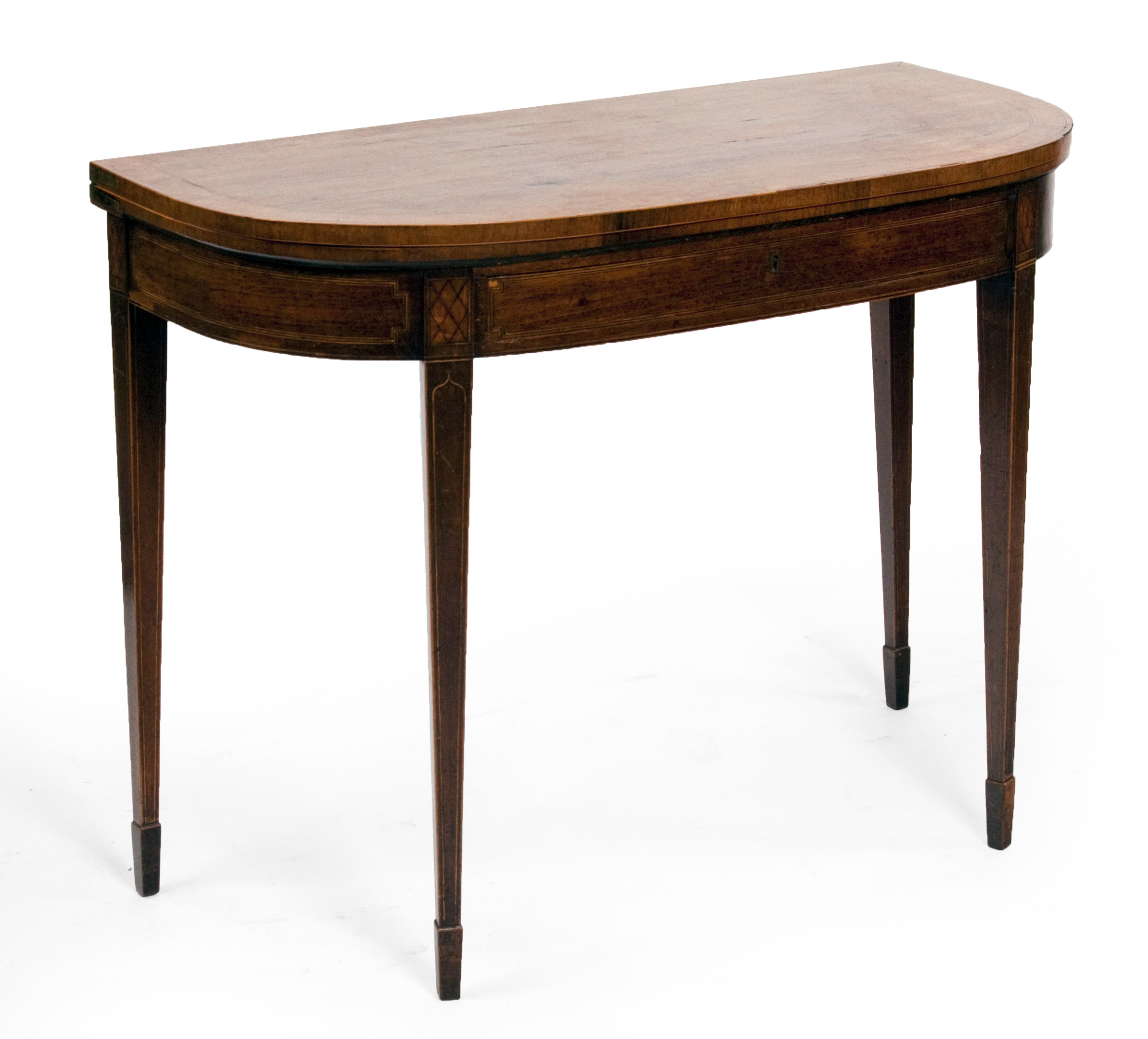 A Regency inlaid mahogany foldover games table