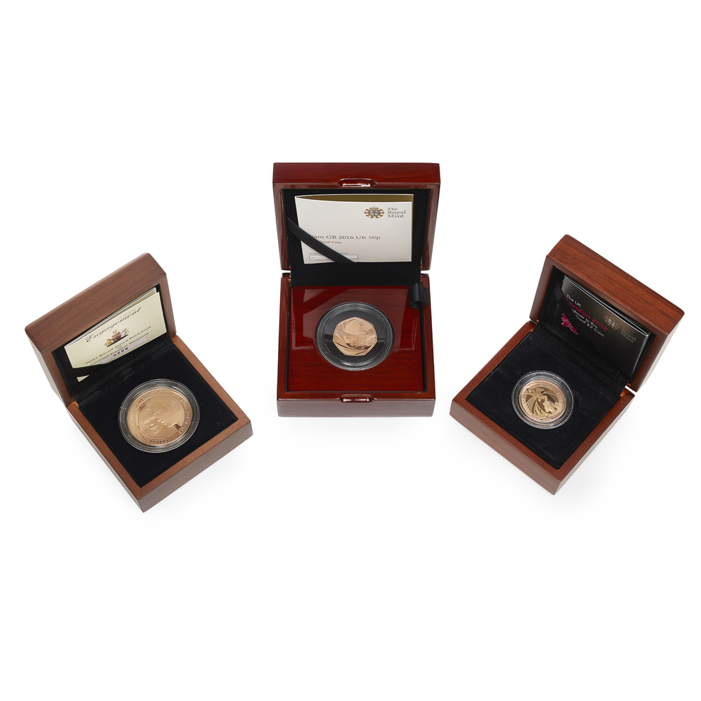 U.K. - Three cased gold proof coins
