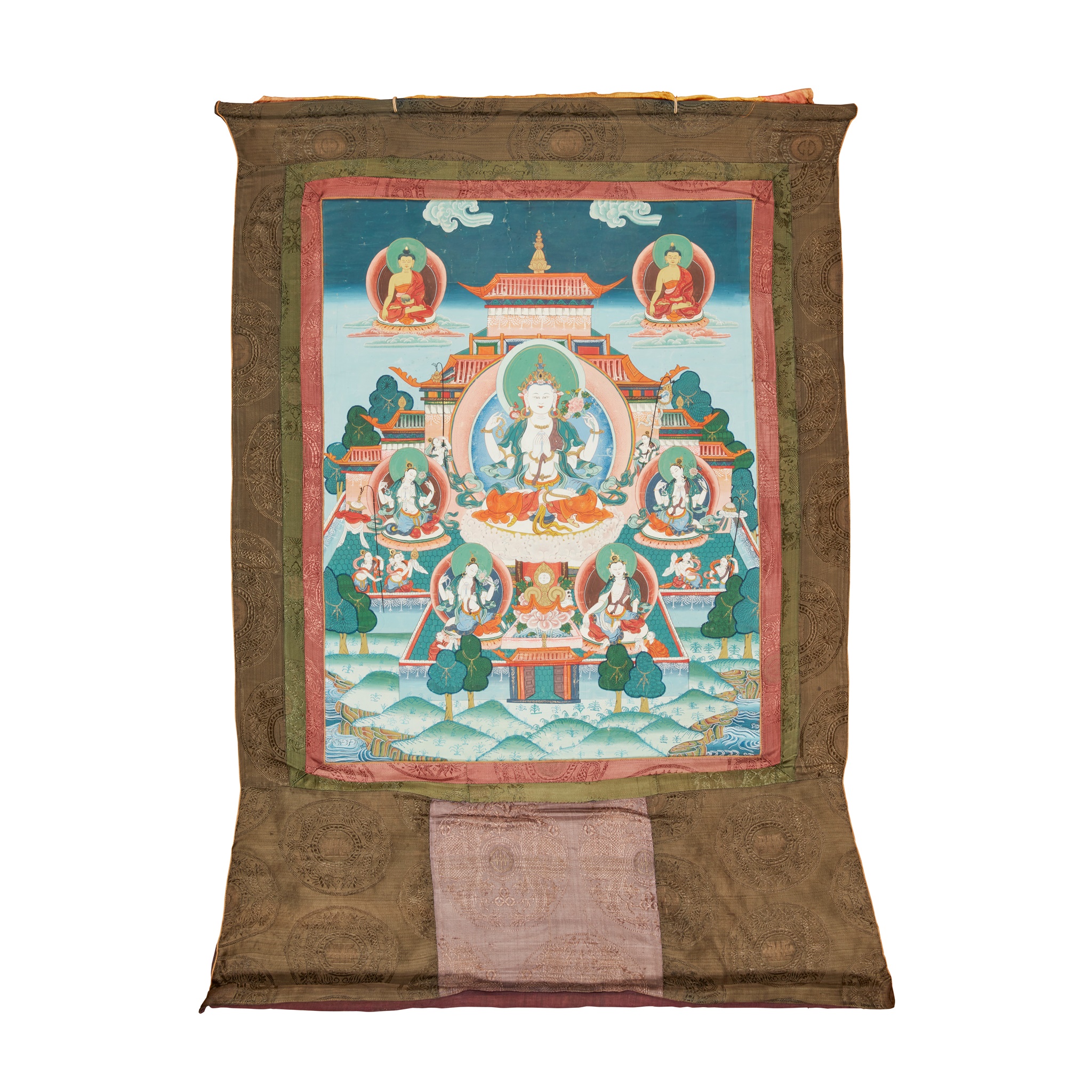 THANGKA DEPICTING AVALOKITESHVARA SHADAKSHARI