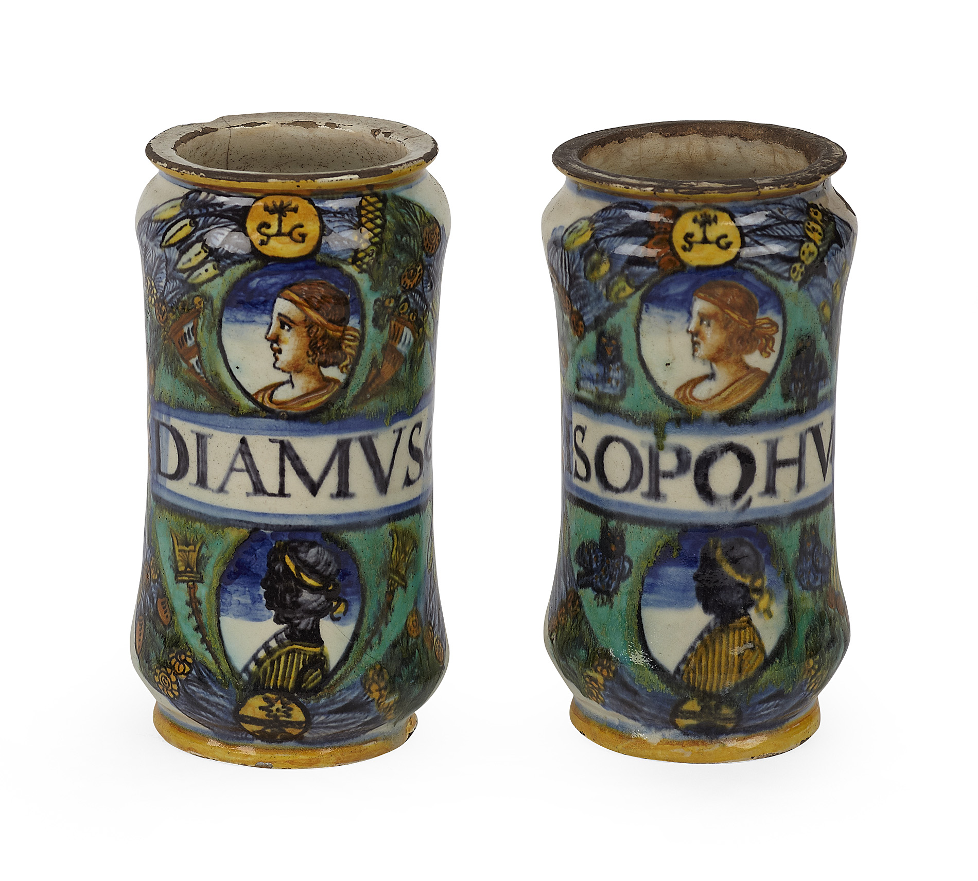 TWO ITALIAN MAIOLICA ALBARELLI