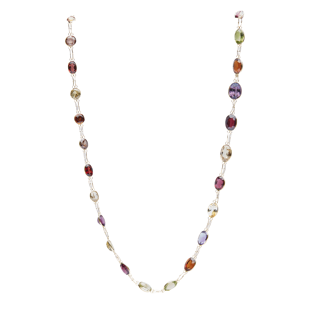 A multi-gem set necklace