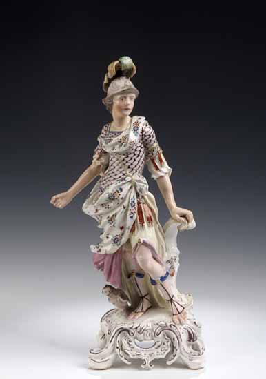 A Bow polychrome painted figure of Minerva
