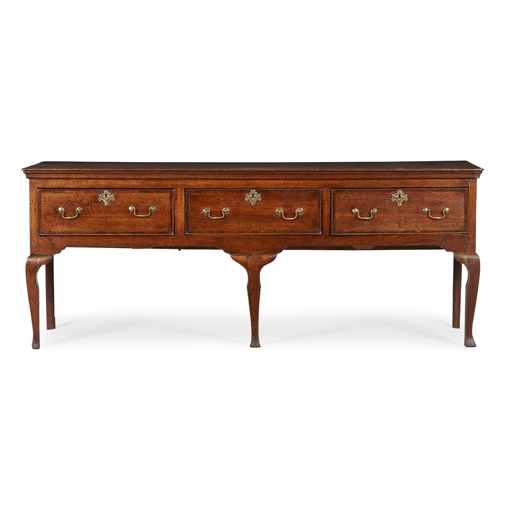 GEORGIAN OAK AND MAHOGANY DRESSER