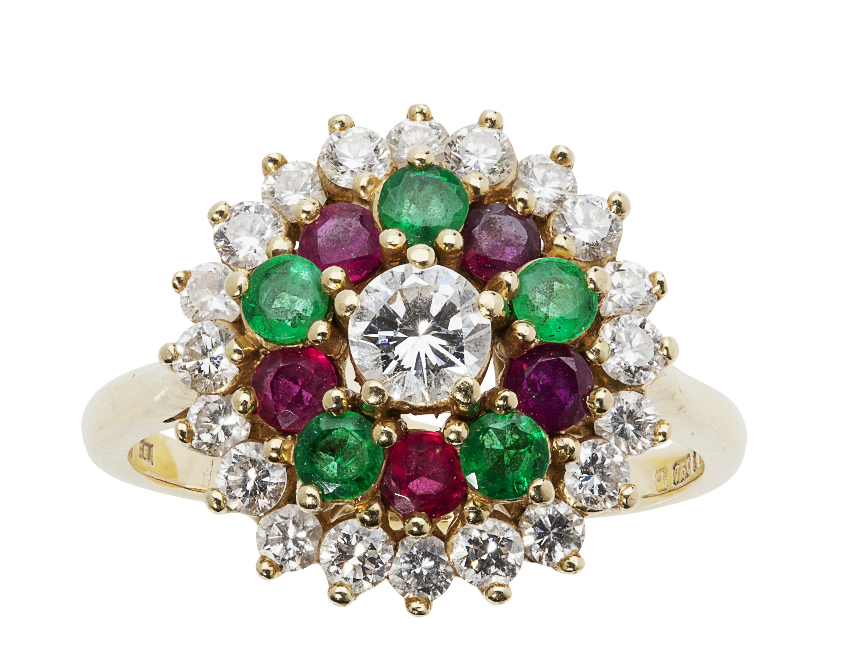 A multi-gem set cluster ring