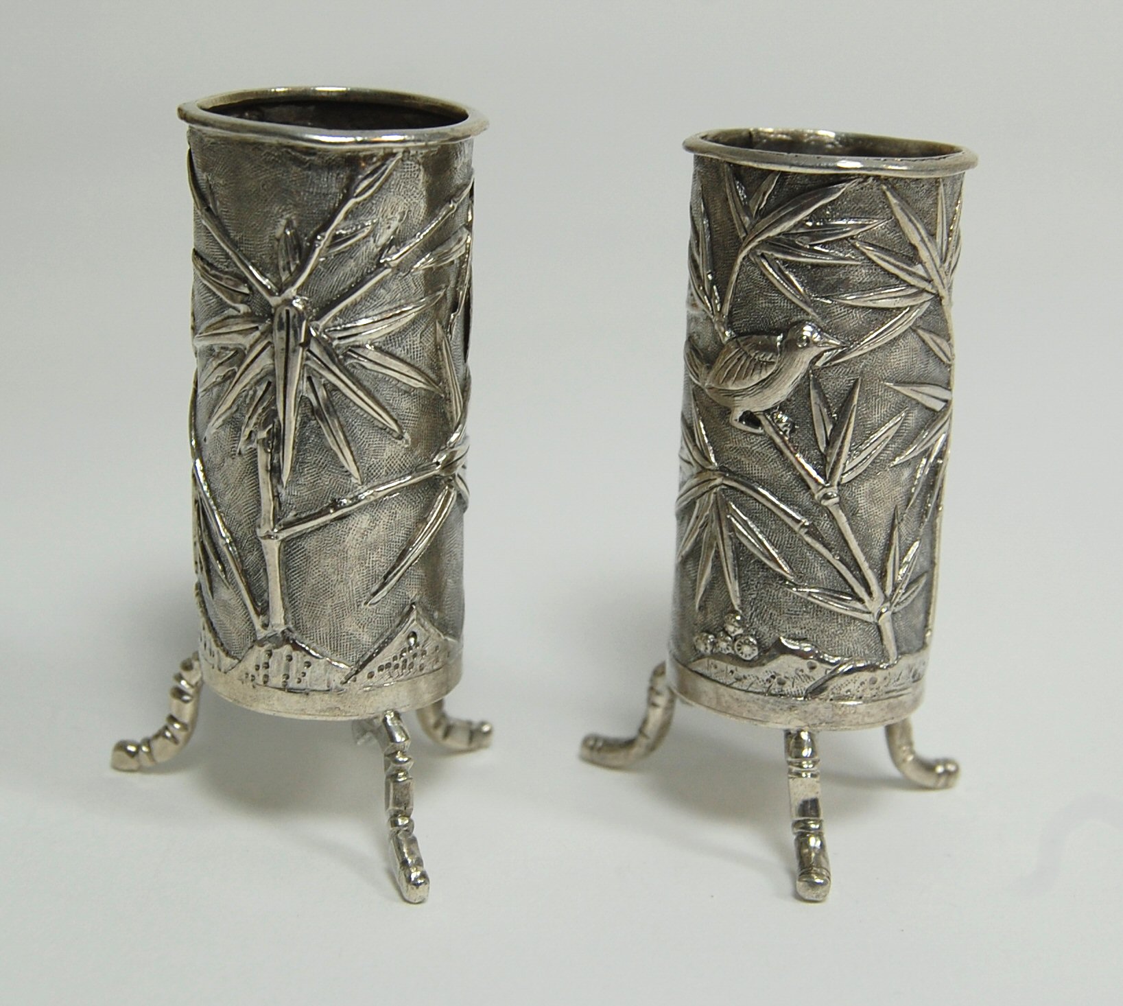MATCHED PAIR OF CHINESE EXPORT SILVER SPILL VASES