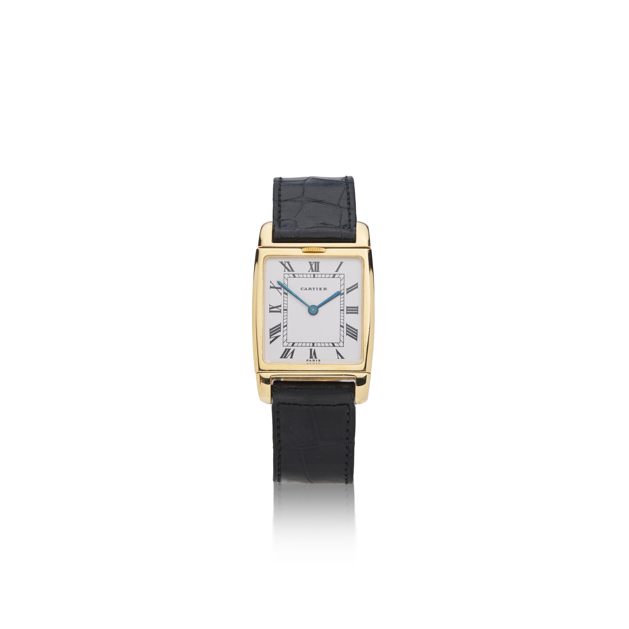 Cartier: A gold dual-dial reversible wristwatch