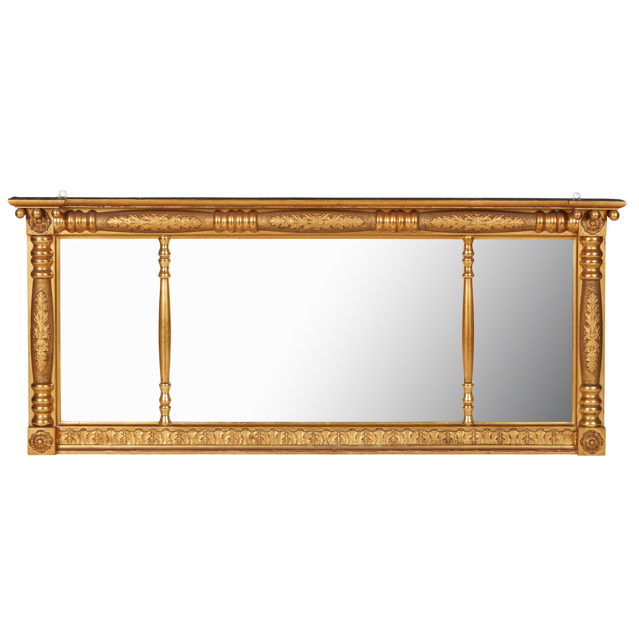 LATE REGENCY GILTWOOD TRIPLE OVERMANTEL MIRROR