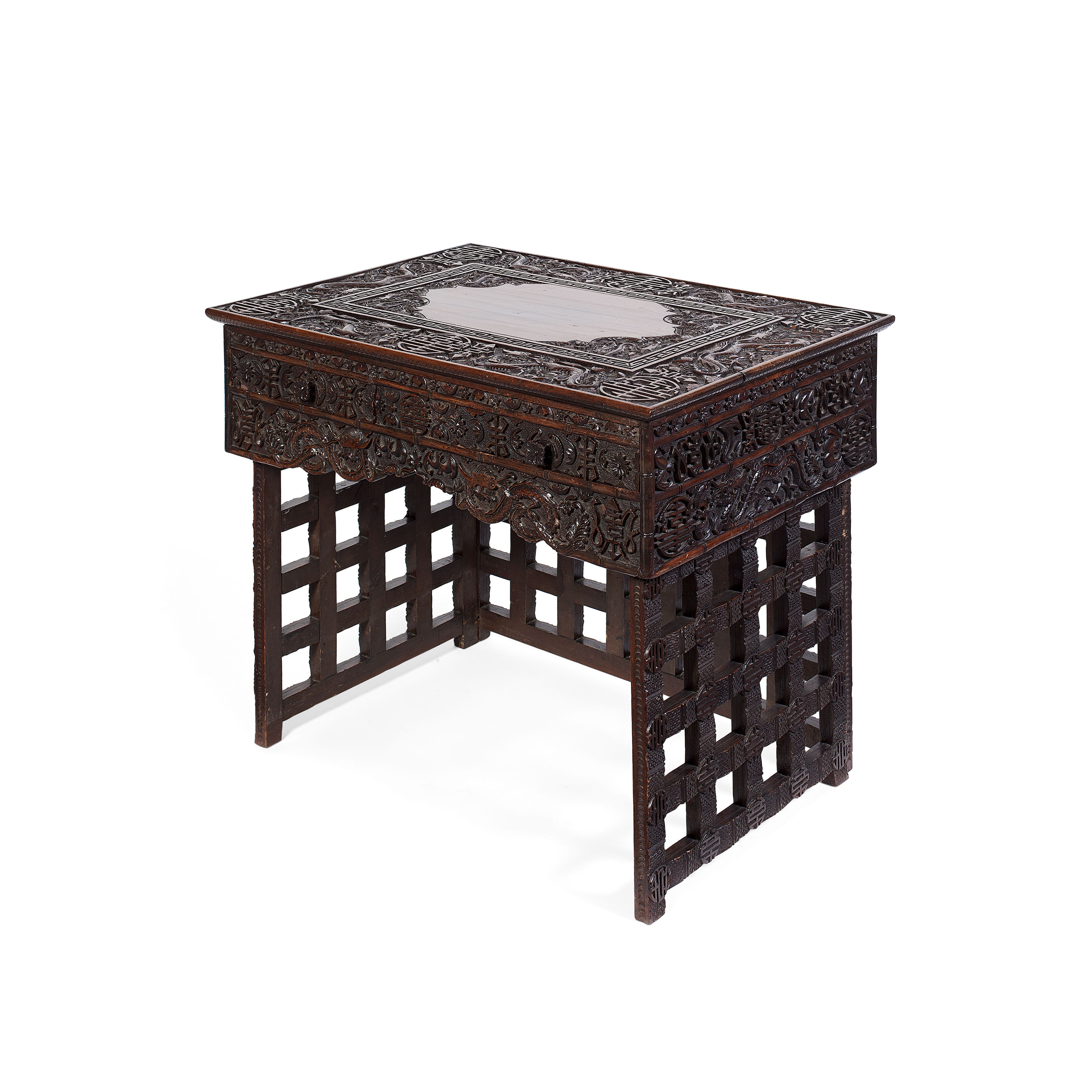 CHINESE CARVED HUANGHUALI FOLDING DESK