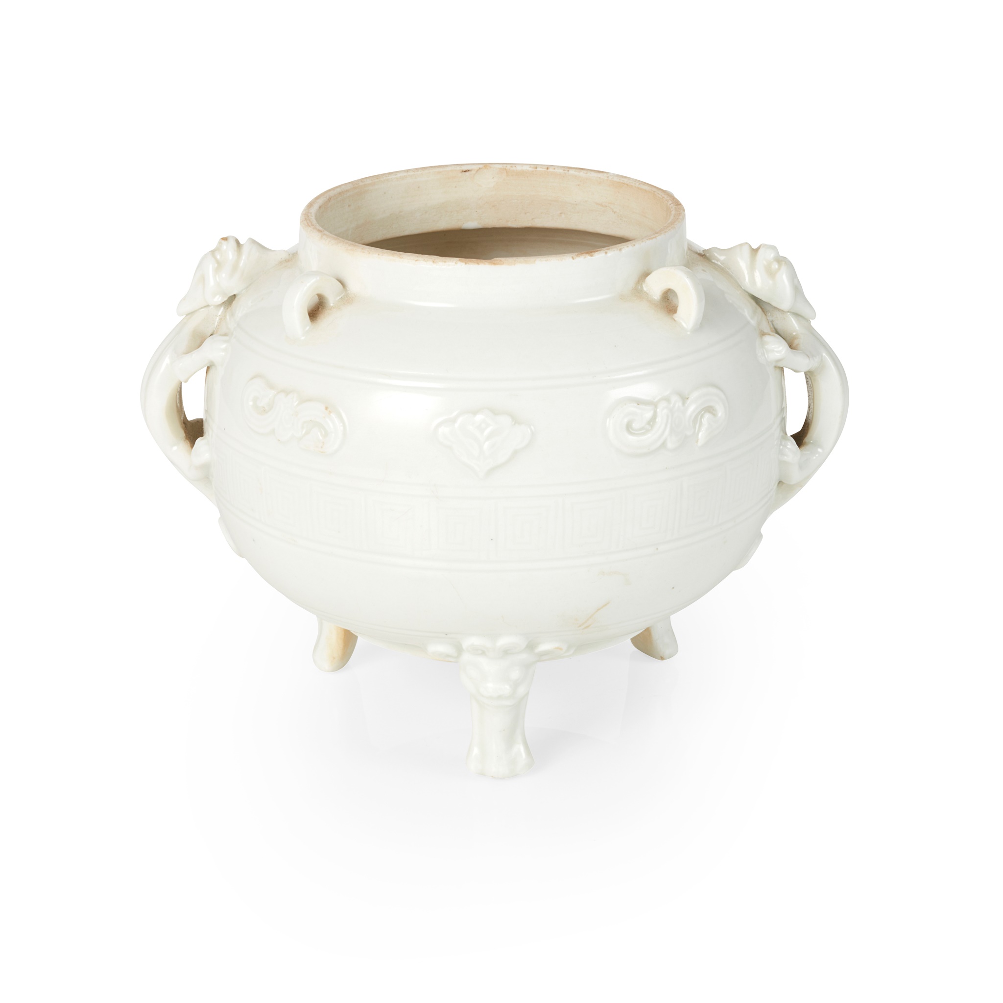 WHITE-GLAZED PORCELAIN TRIPOD CENSER