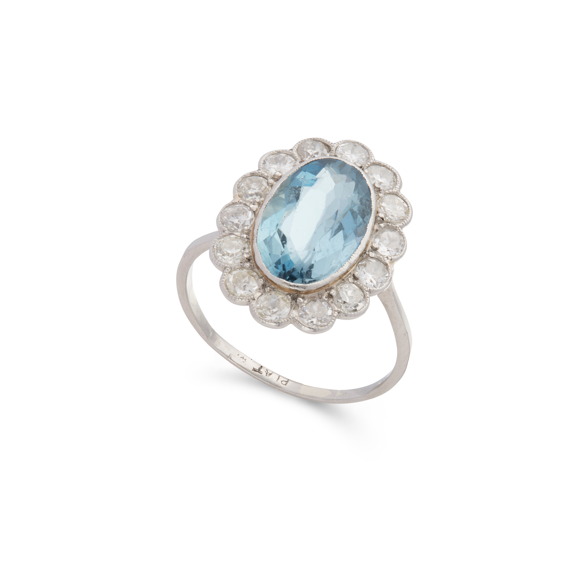 An aquamarine and diamond cluster ring