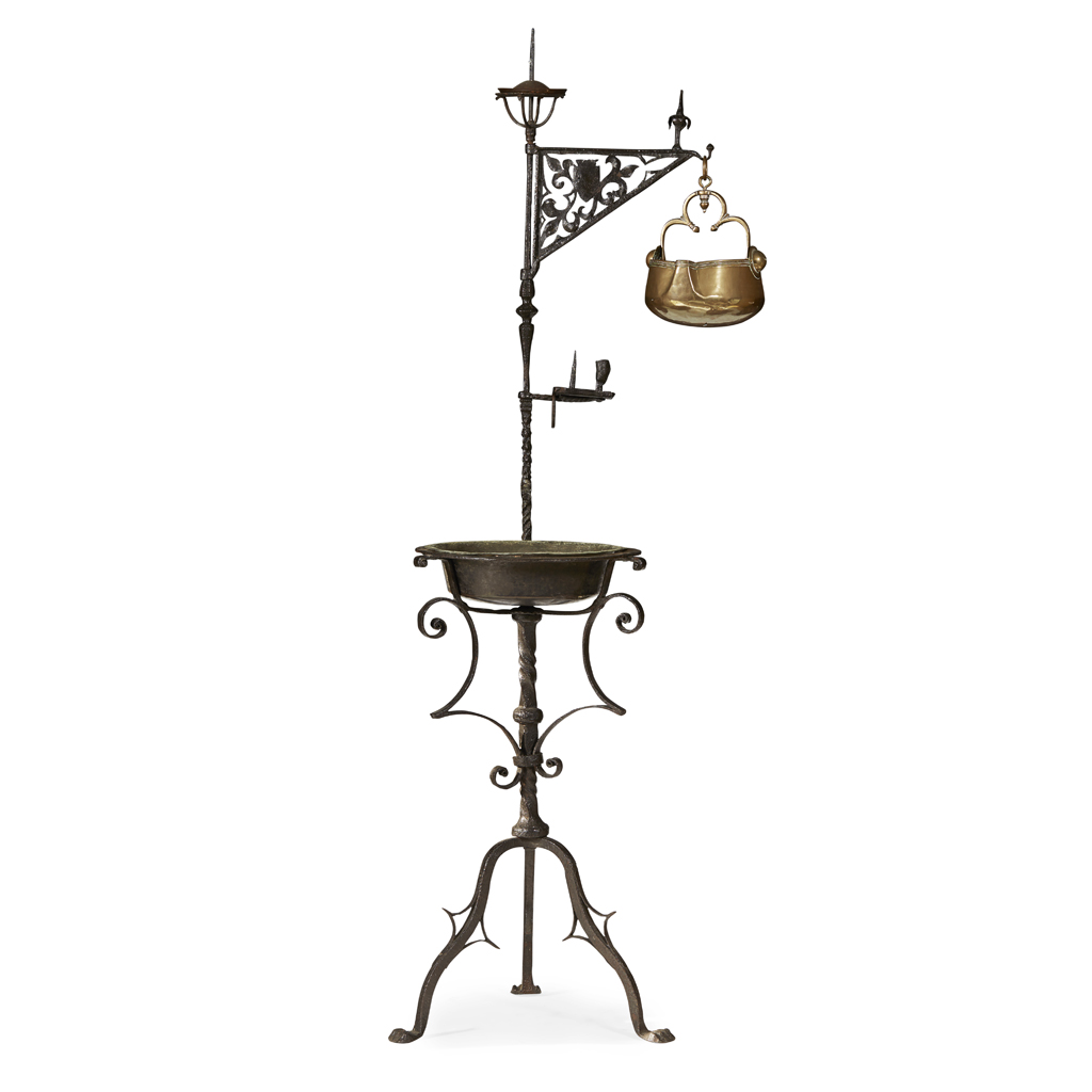 WROUGHT IRON AND BRASS PRICKET STICK FONT
