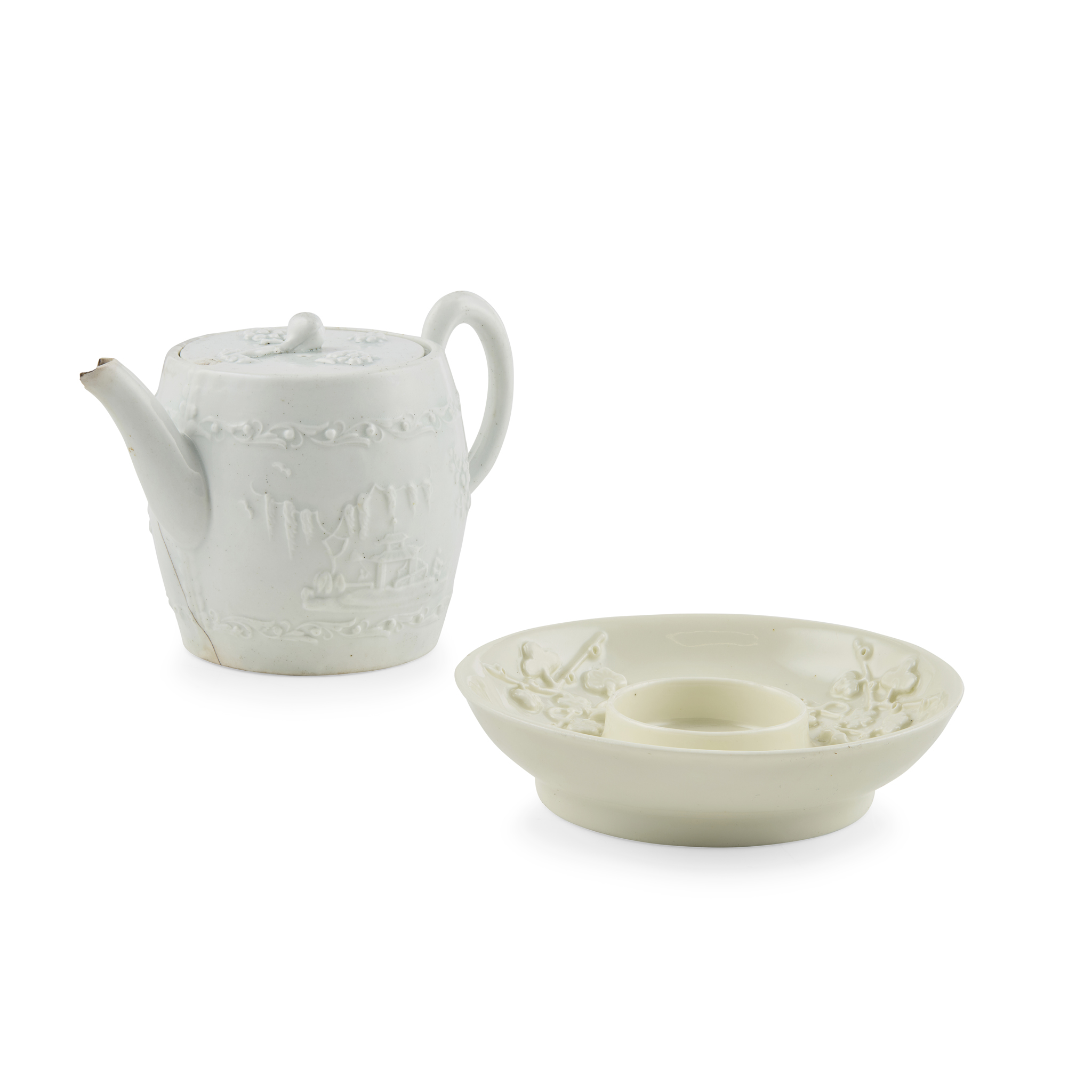 WORCESTER WHITE GLAZED TEAPOT AND COVER