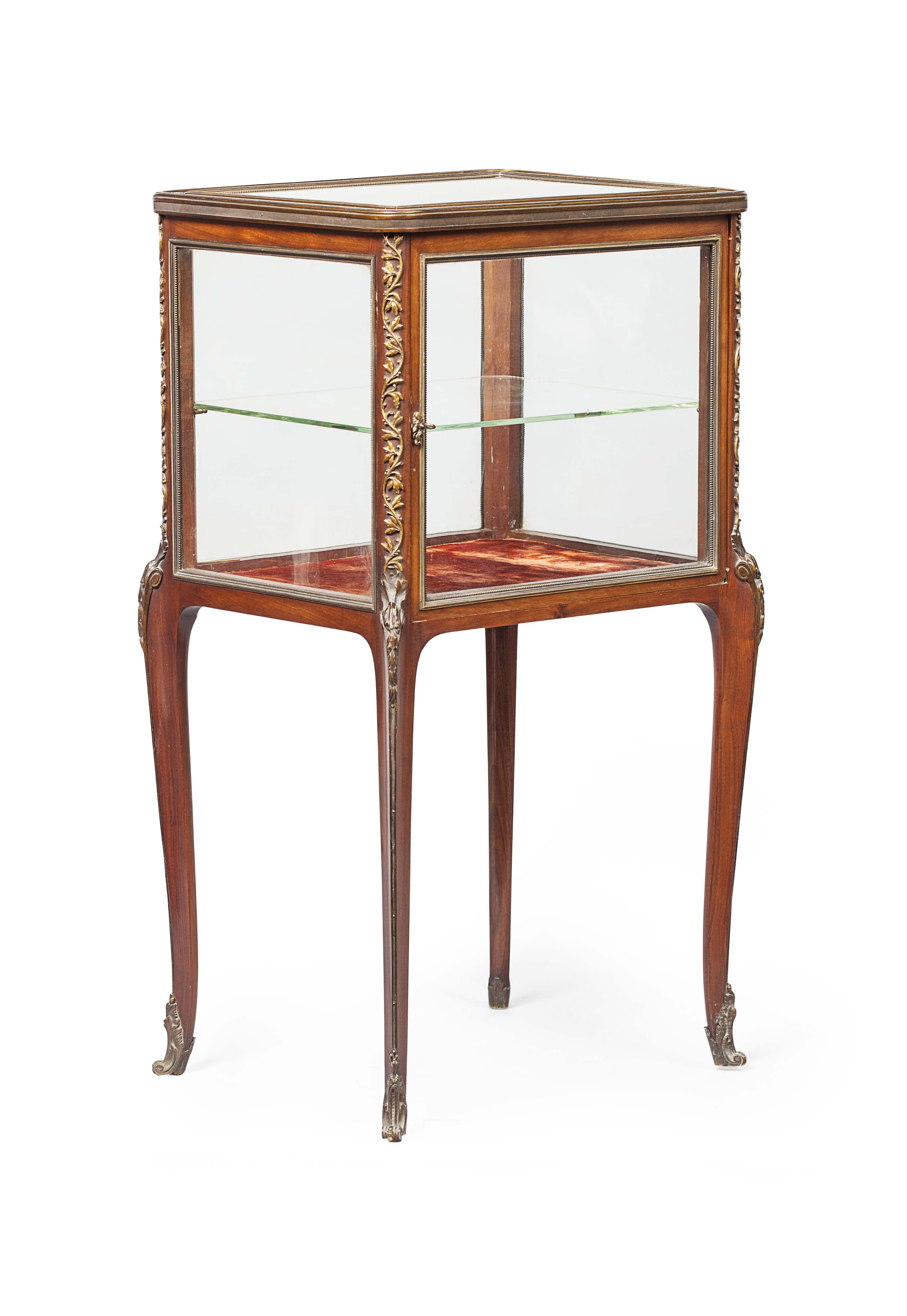 LOUIS XVI STYLE MAHOGANY AND GILT METAL MOUNTED VITRINE
