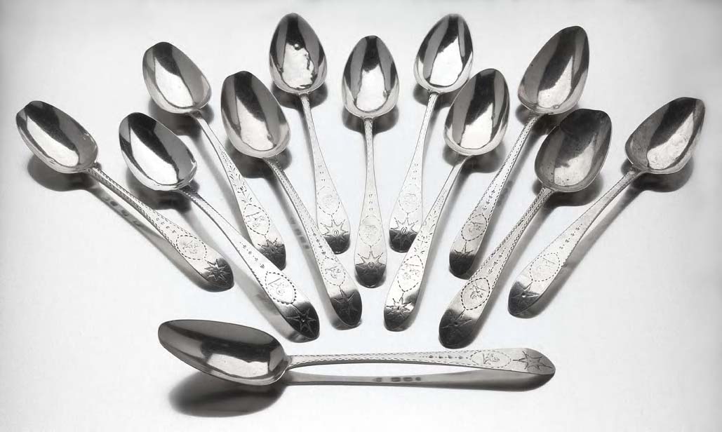 A matched set of twelve Irish tablespoons,