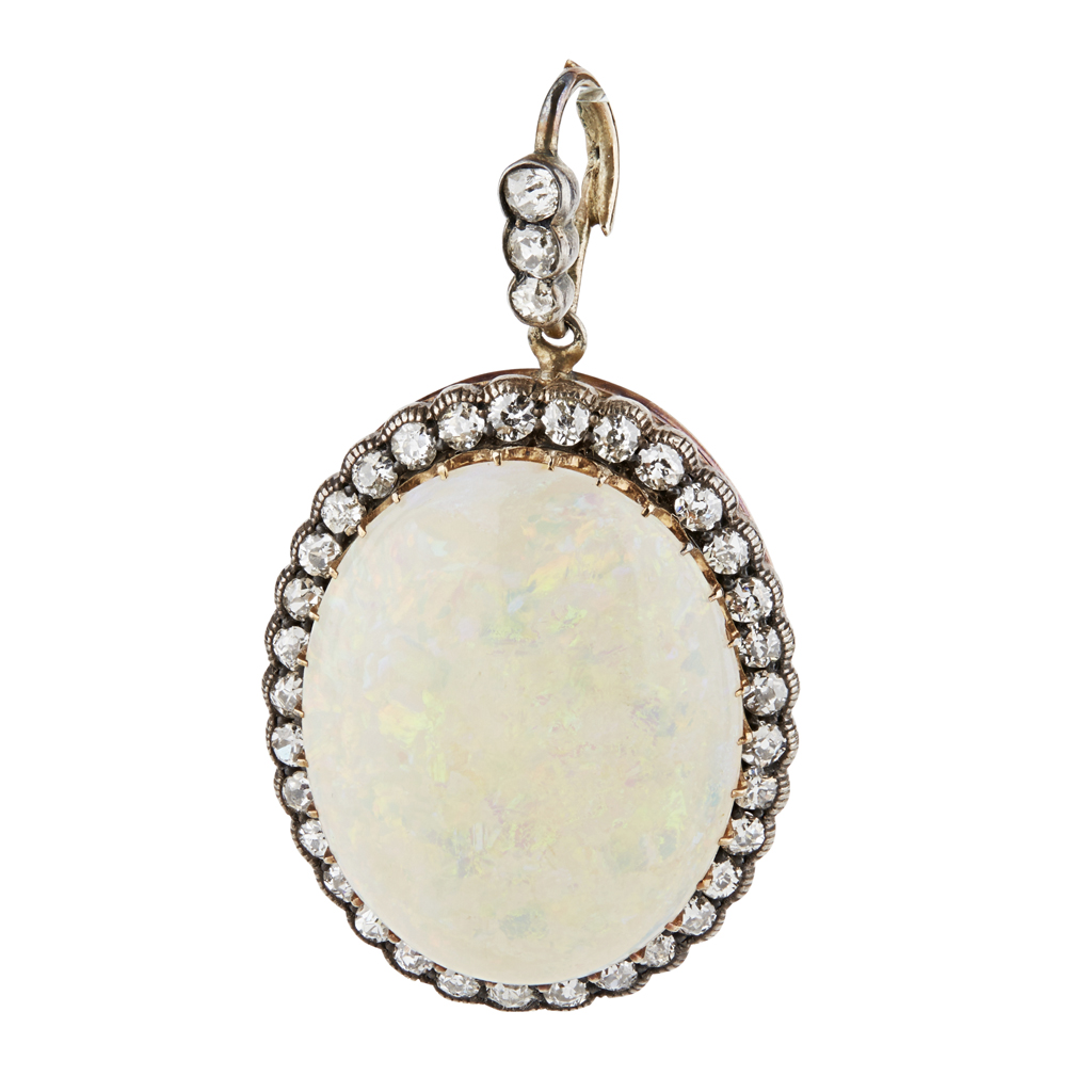 A opal and diamond set pendant