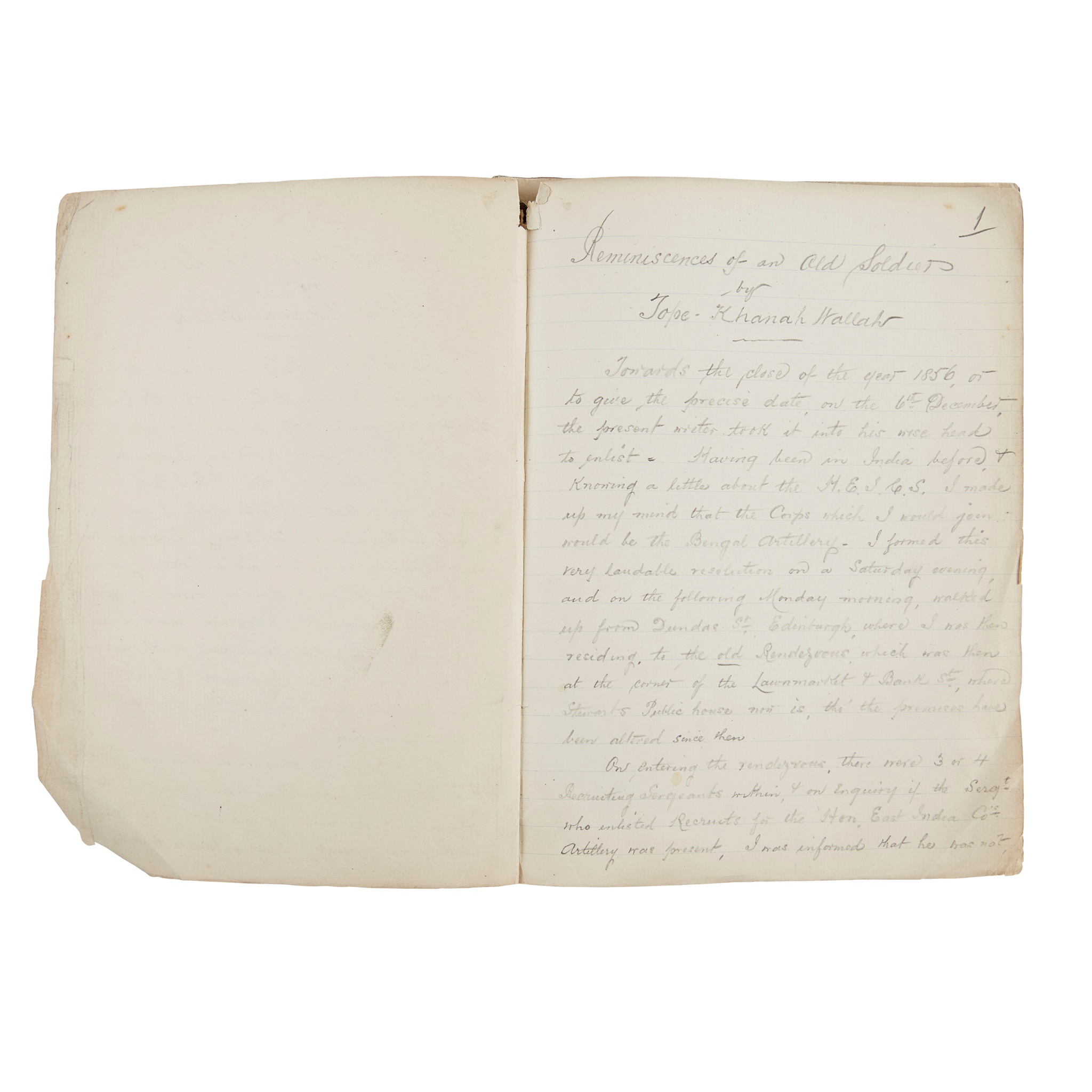 Indian Army, 19th century manuscript journal