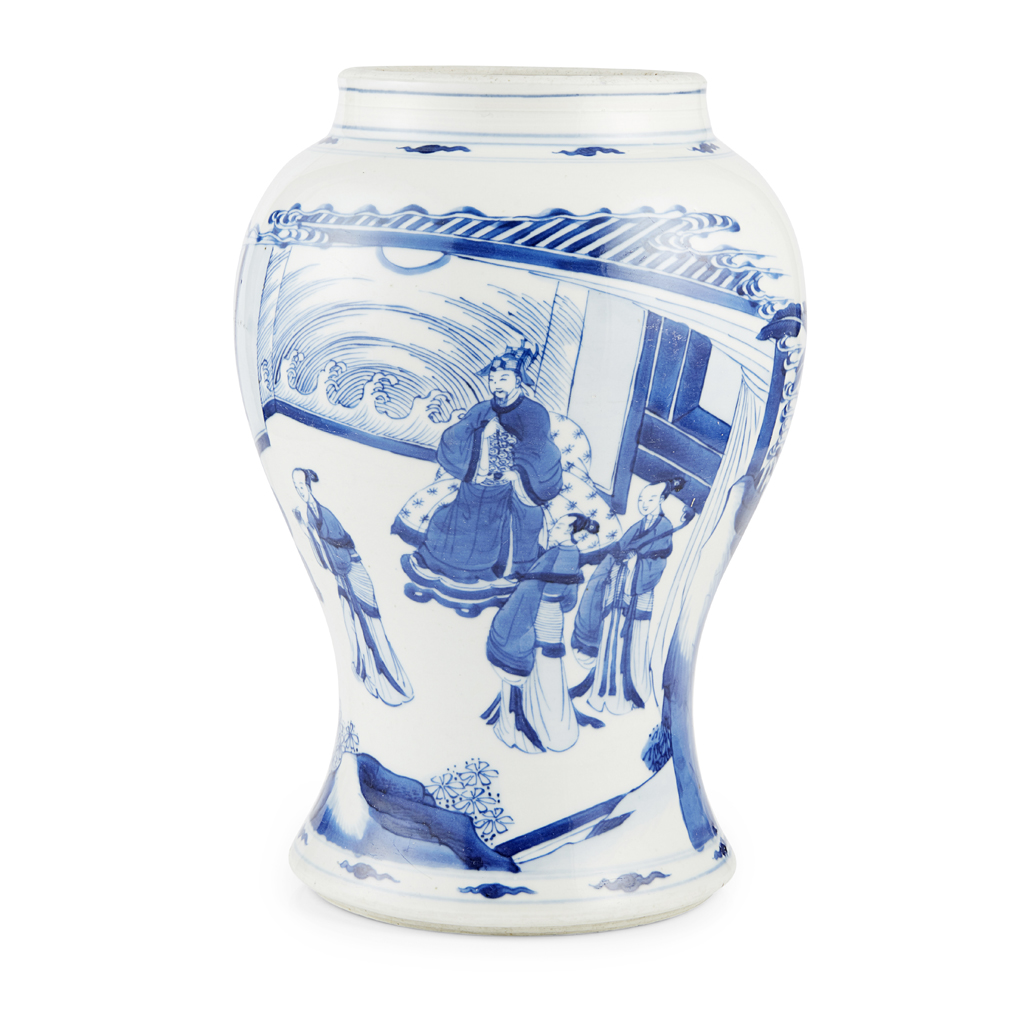 BLUE AND WHITE BALUSTER JAR