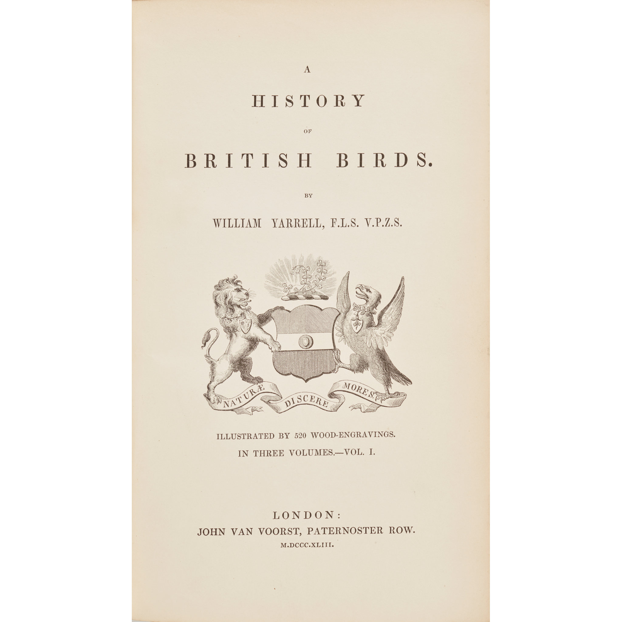 Yarrell, William, with Autograph Letters Signed by Yarrell and Gould