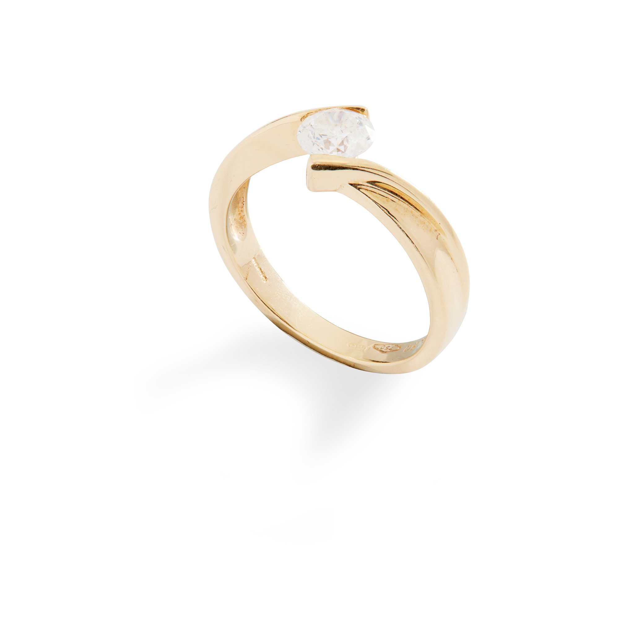 A brilliant-cut diamond ring on 18ct yellow gold