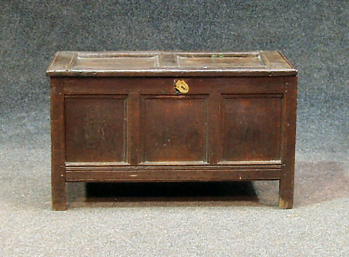 An oak coffer circa 1700