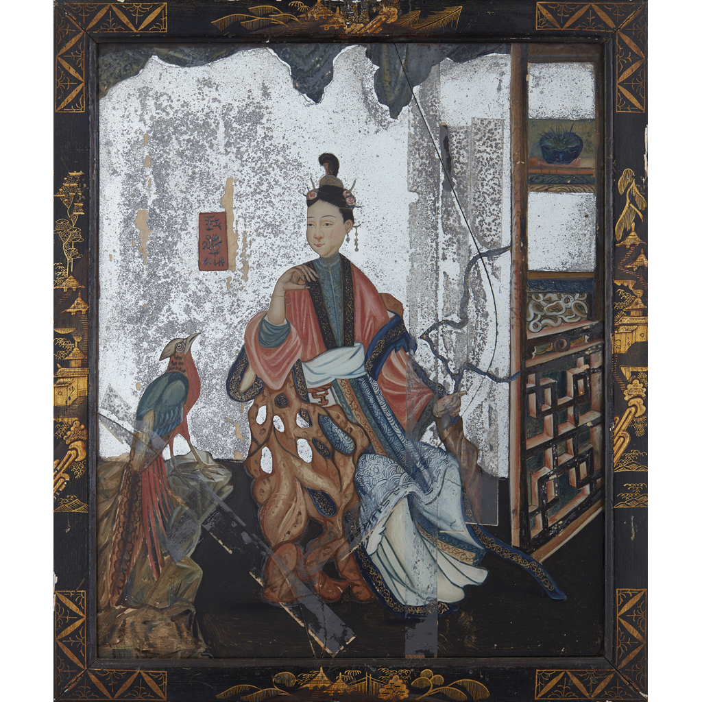 SET OF SIX REVERSE PAINTED MIRRORS