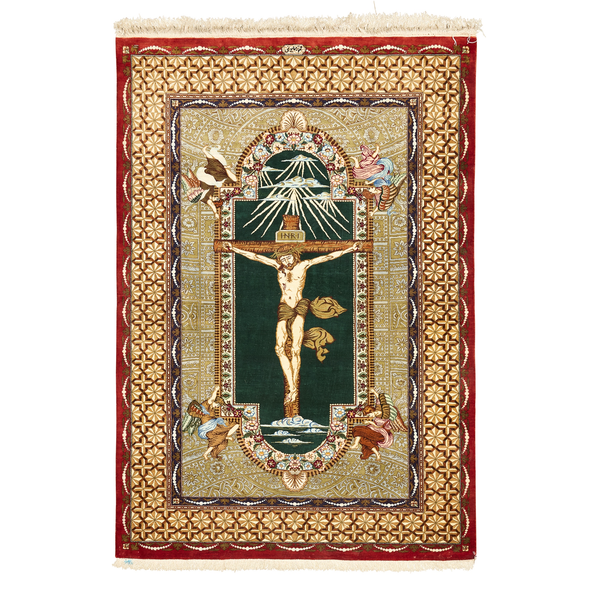 CENTRAL PERSIAN SILK PICTORAL RUG