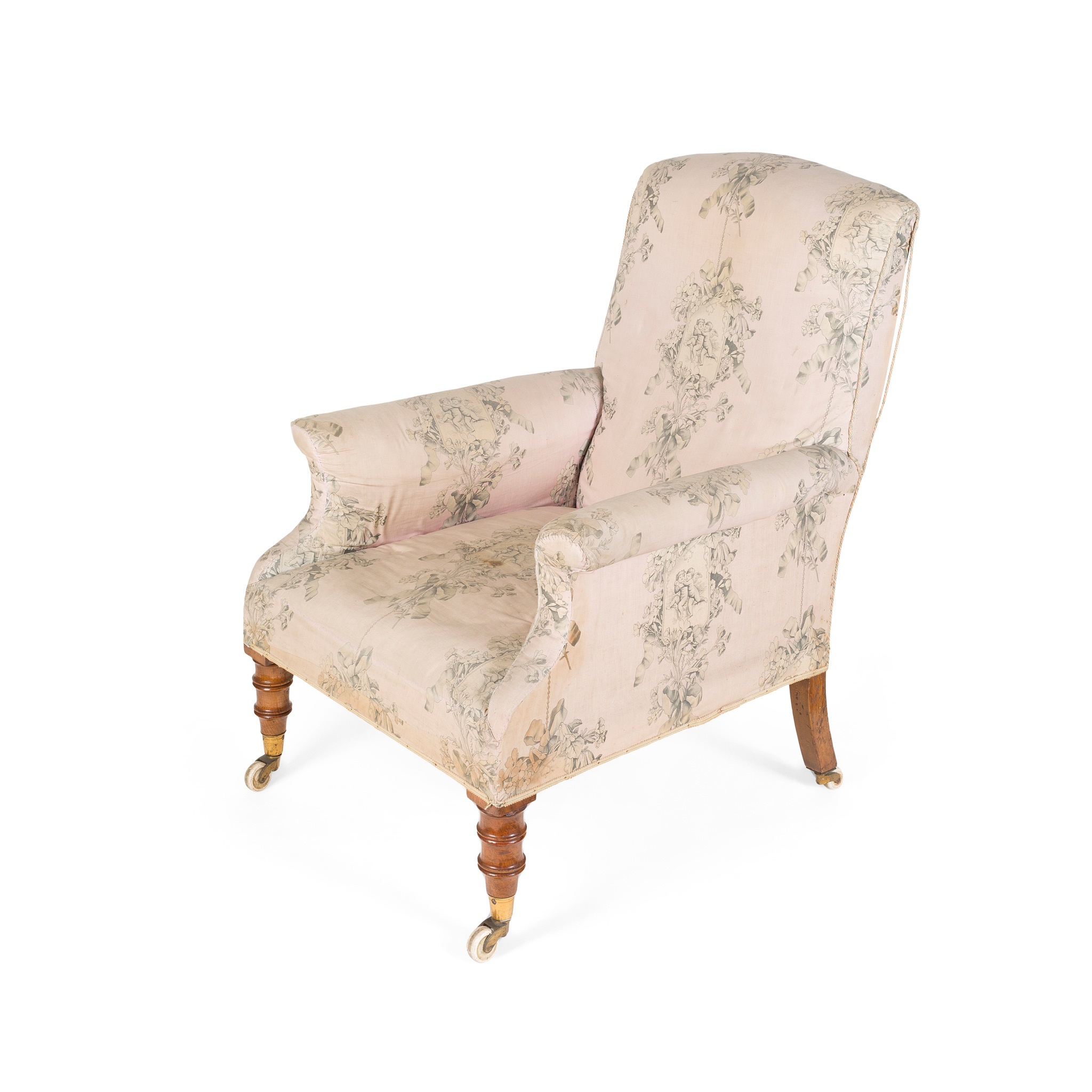 VICTORIAN MAHOGANY UPHOLSTERED ARMCHAIR