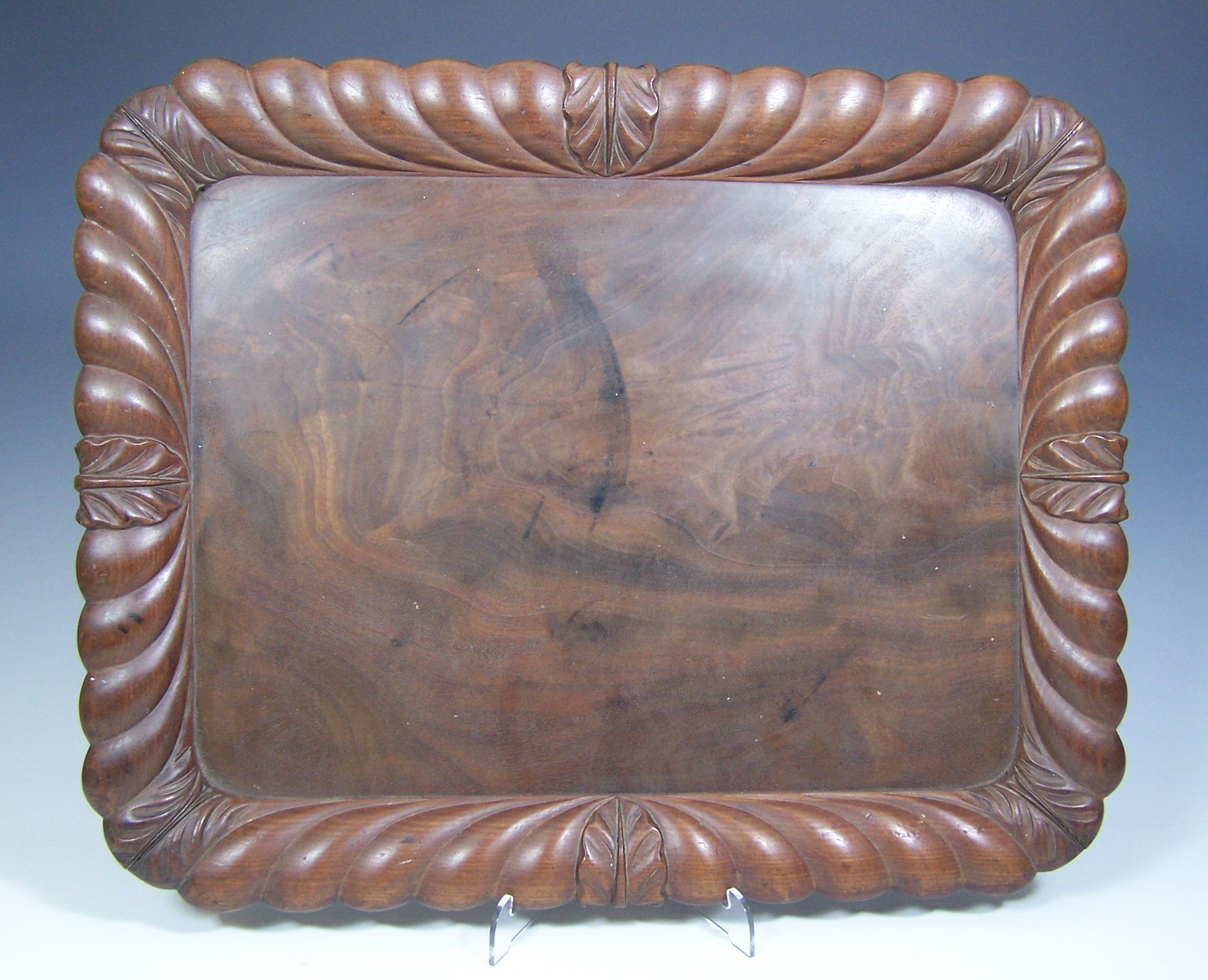 A Scottish William IV carved mahogany tray,