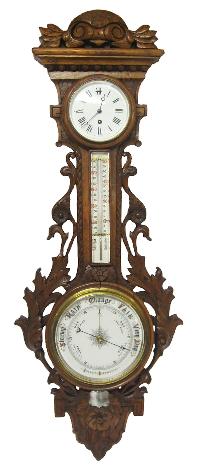 CARVED OAK BAROMETER