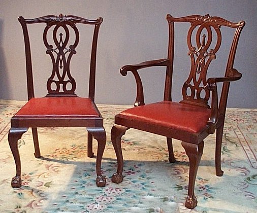 A set of eight mahogany dining chairs