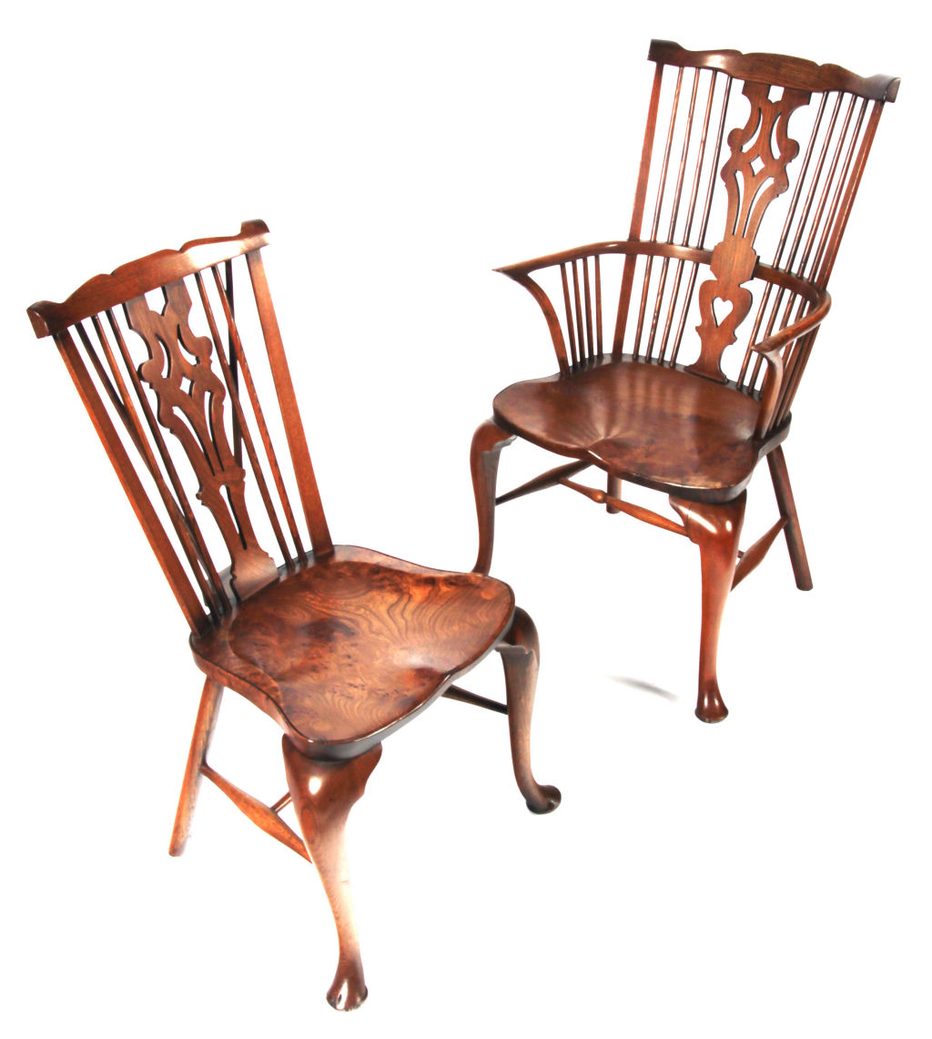 A set of eight 20th century oak Windsor chairs Marked 'Stewart Linford, from Harrods'