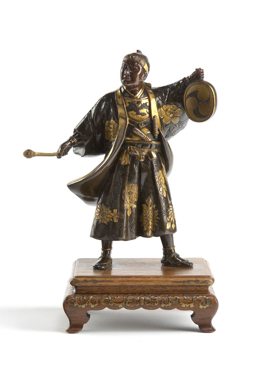 A Japanese komai bronze figure of a warrior Meiji period