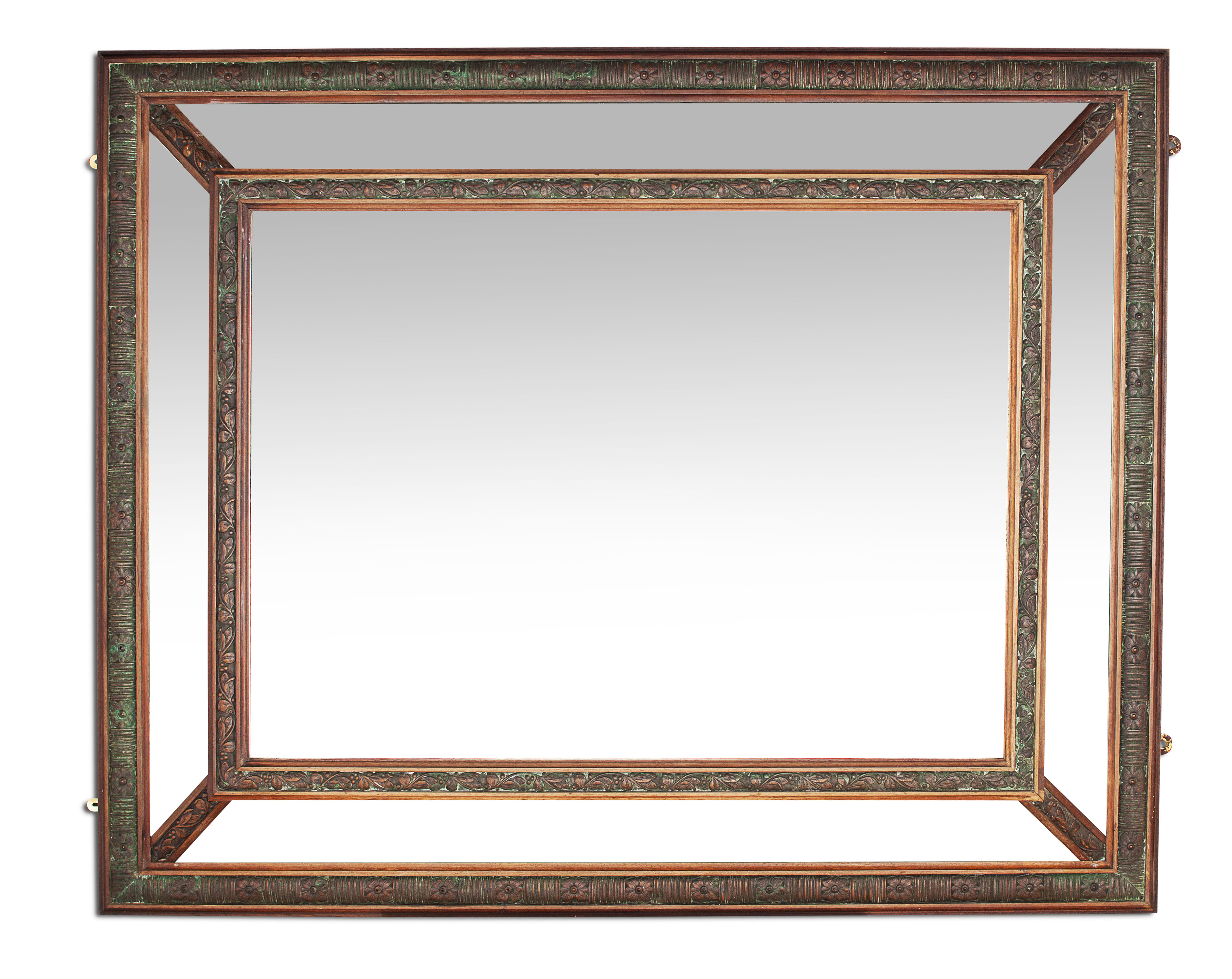 BAROQUE STYLE MAHOGANY AND COPPER MIRROR